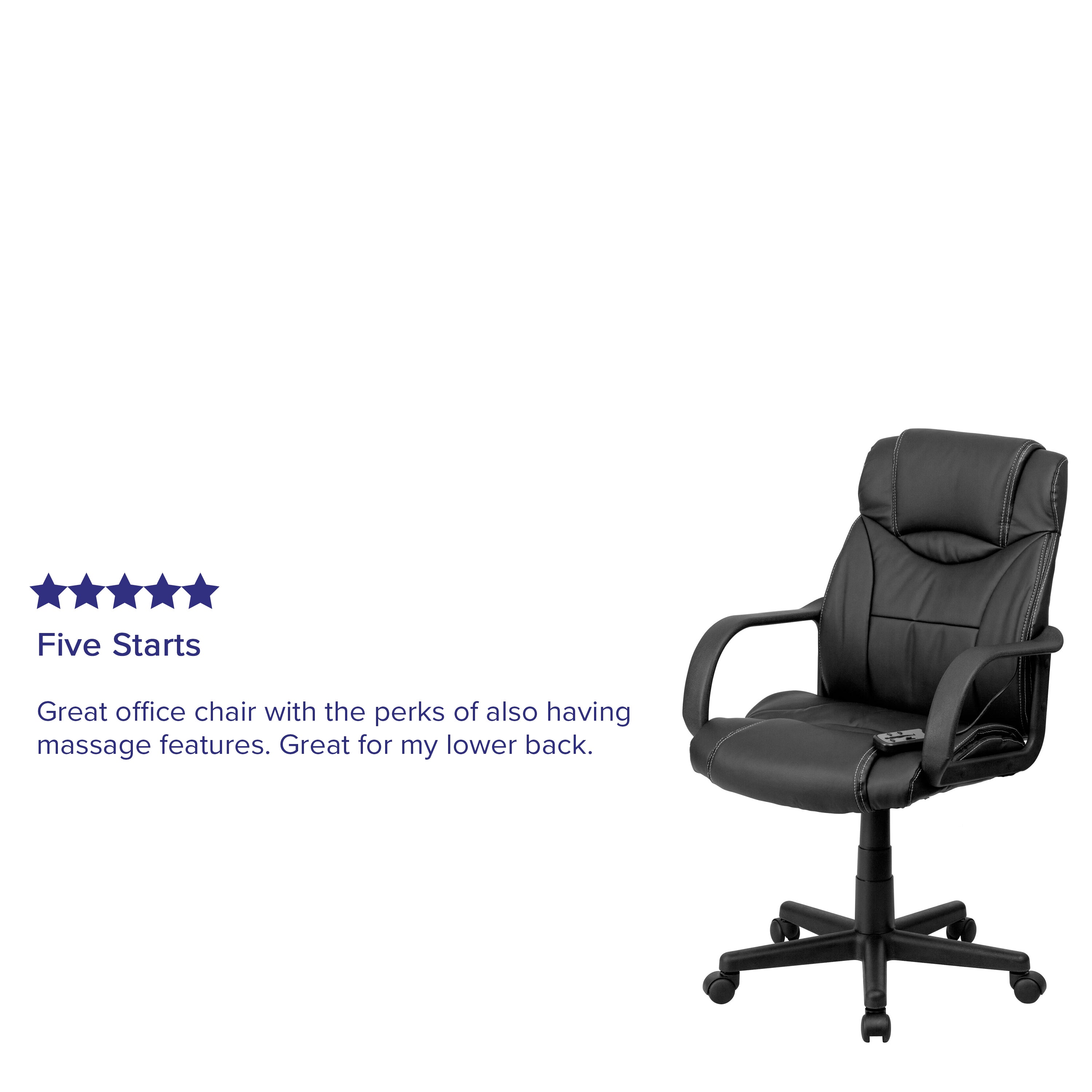 High Back Ergonomic Massaging LeatherSoft Executive Swivel Office Chair with Arms