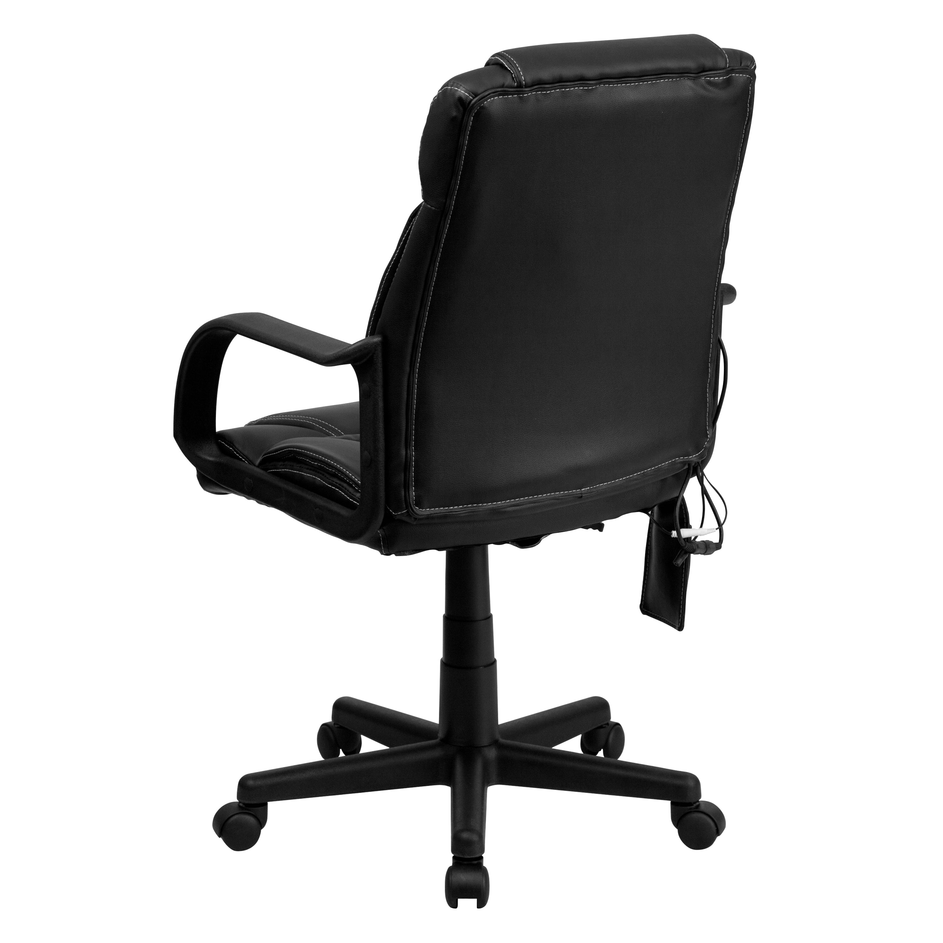 High Back Ergonomic Massaging LeatherSoft Executive Swivel Office Chair with Arms
