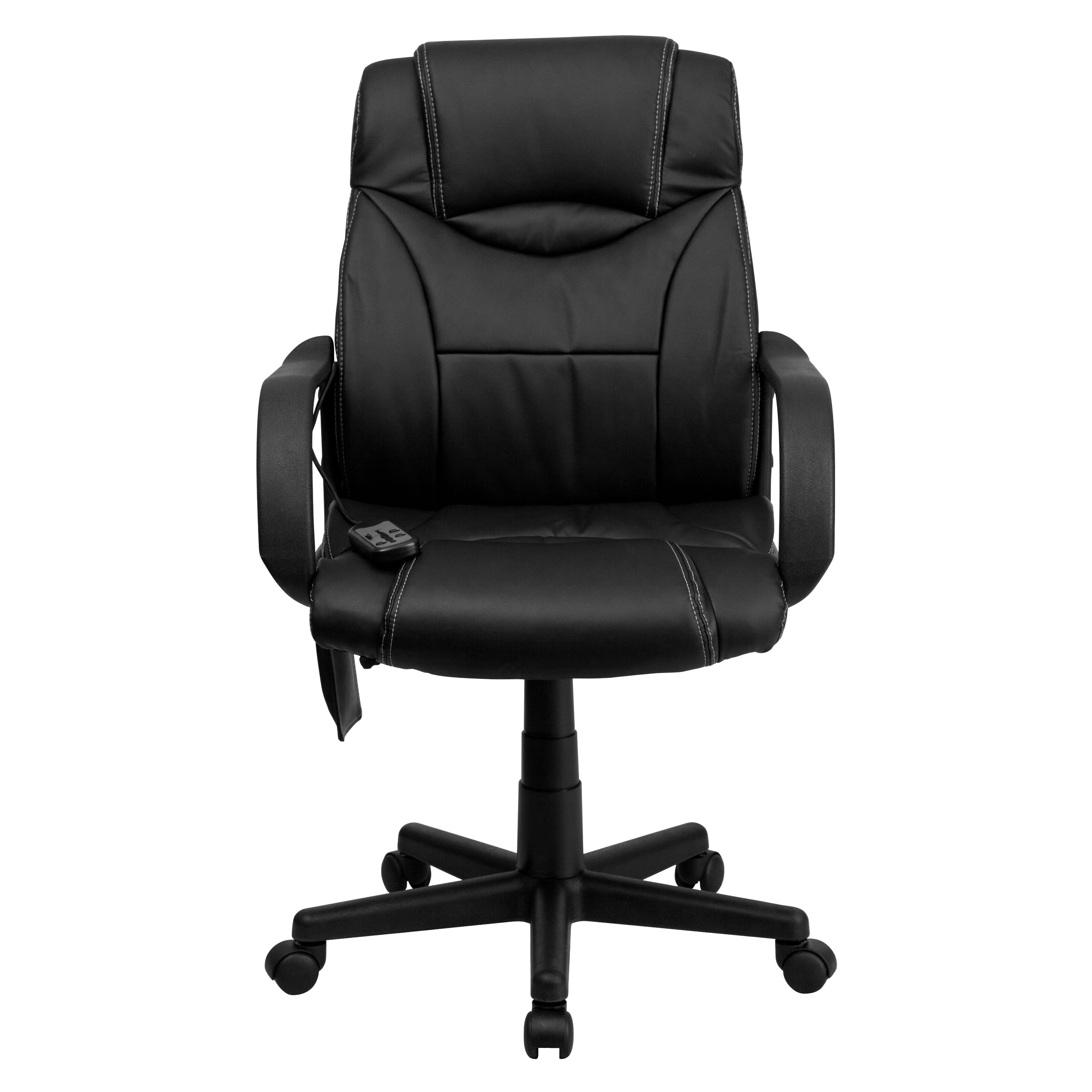 High Back Ergonomic Massaging LeatherSoft Executive Swivel Office Chair with Arms
