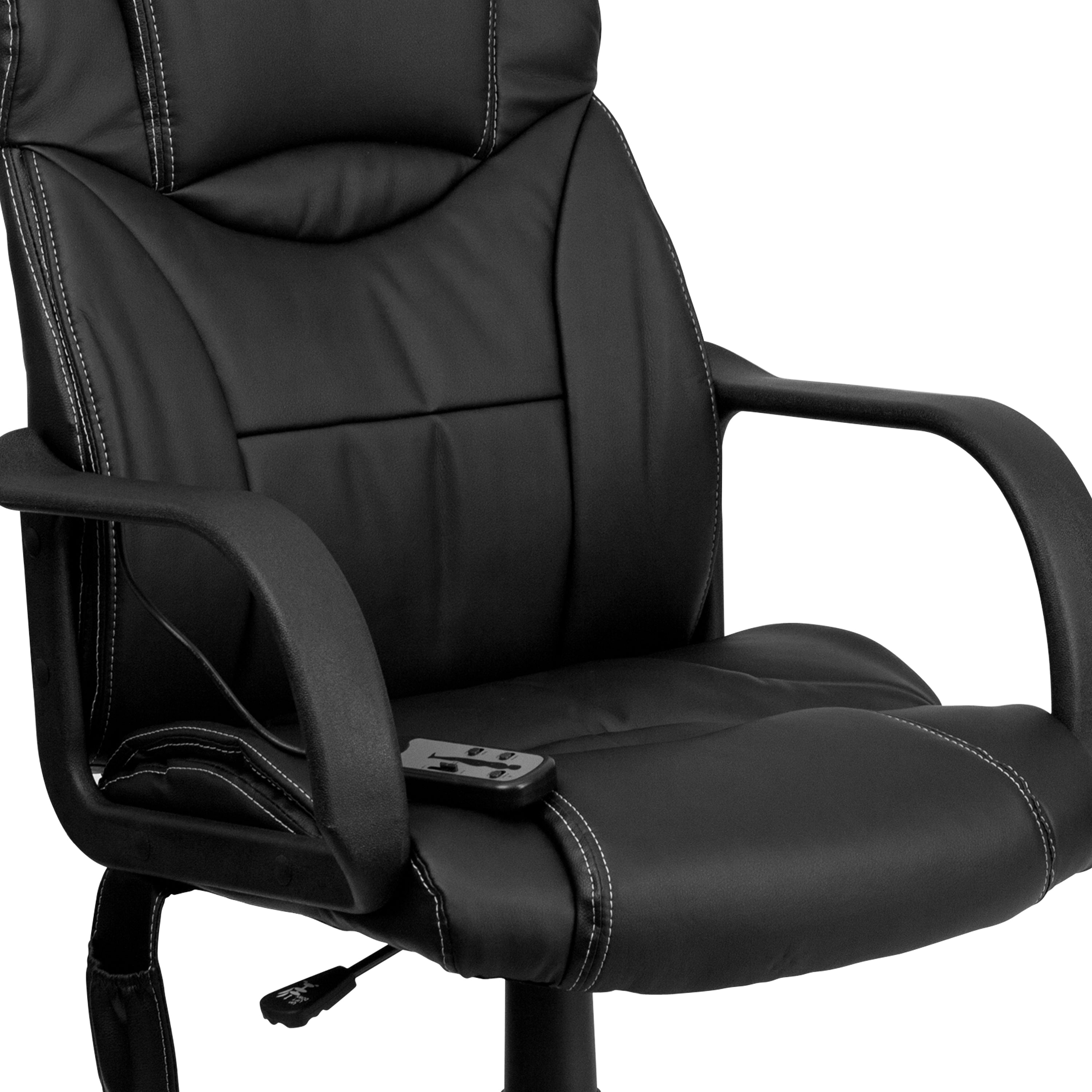 High Back Ergonomic Massaging LeatherSoft Executive Swivel Office Chair with Arms-Office Chair-Flash Furniture-Wall2Wall Furnishings
