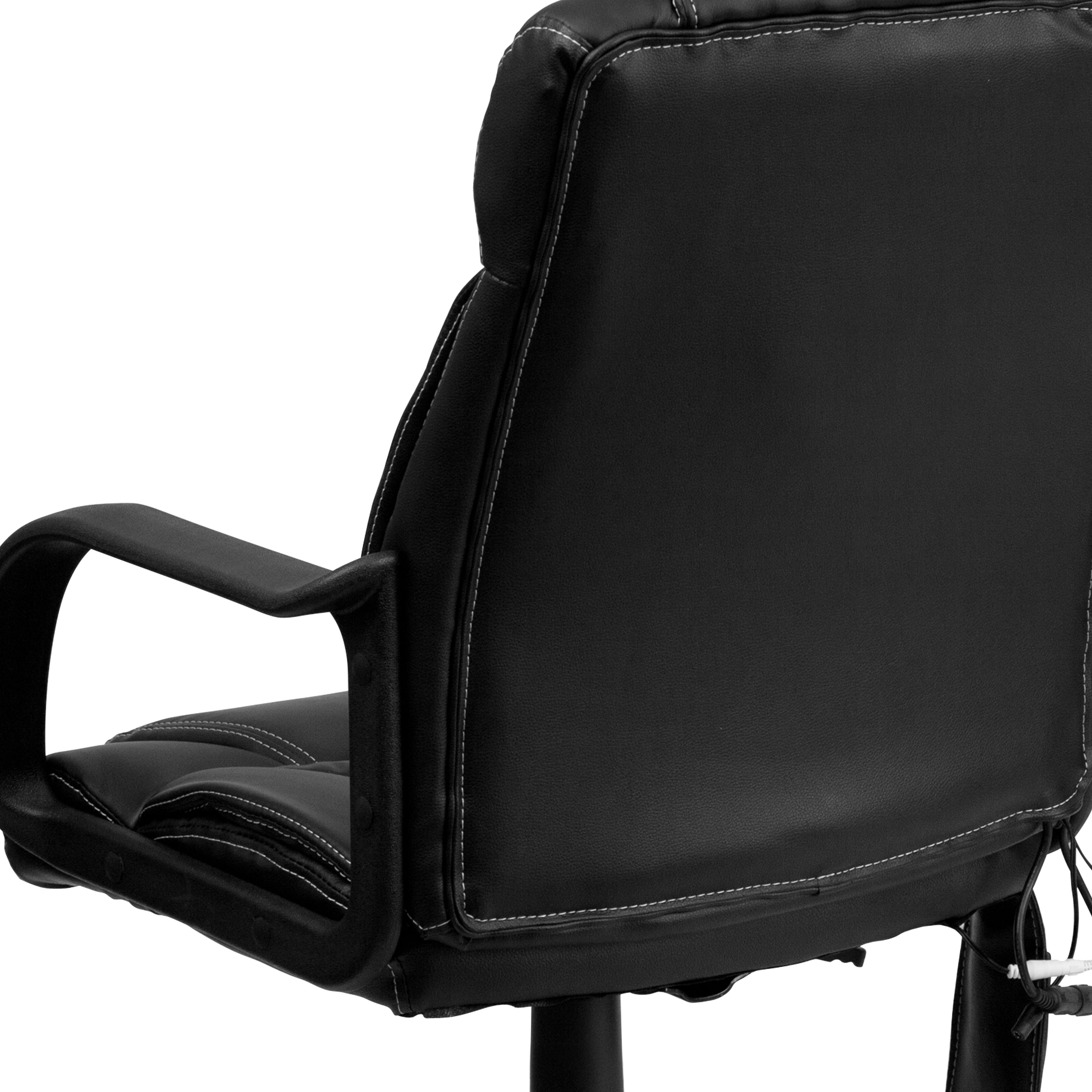 High Back Ergonomic Massaging LeatherSoft Executive Swivel Office Chair with Arms