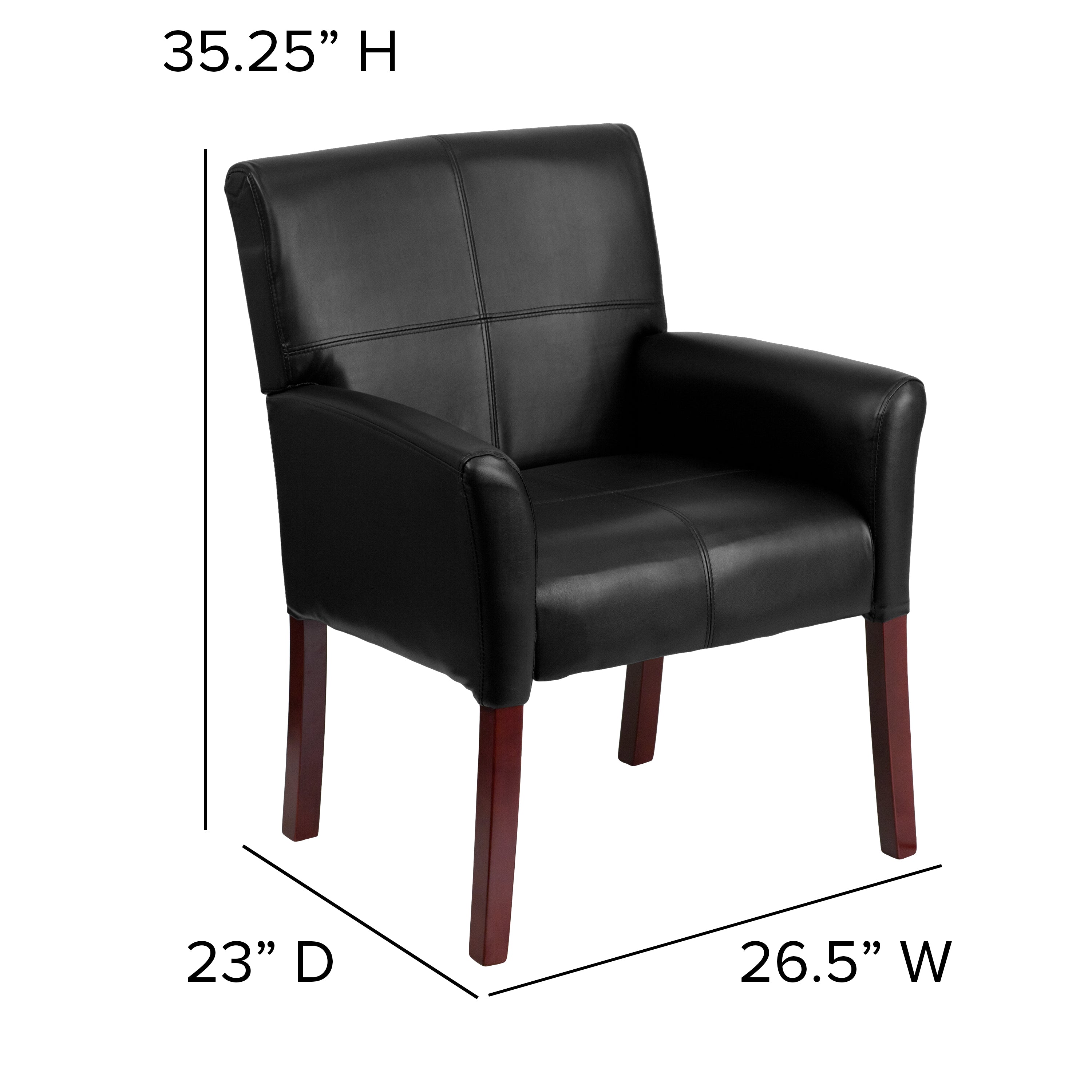 LeatherSoft Executive Side Reception Chair with Mahogany Legs