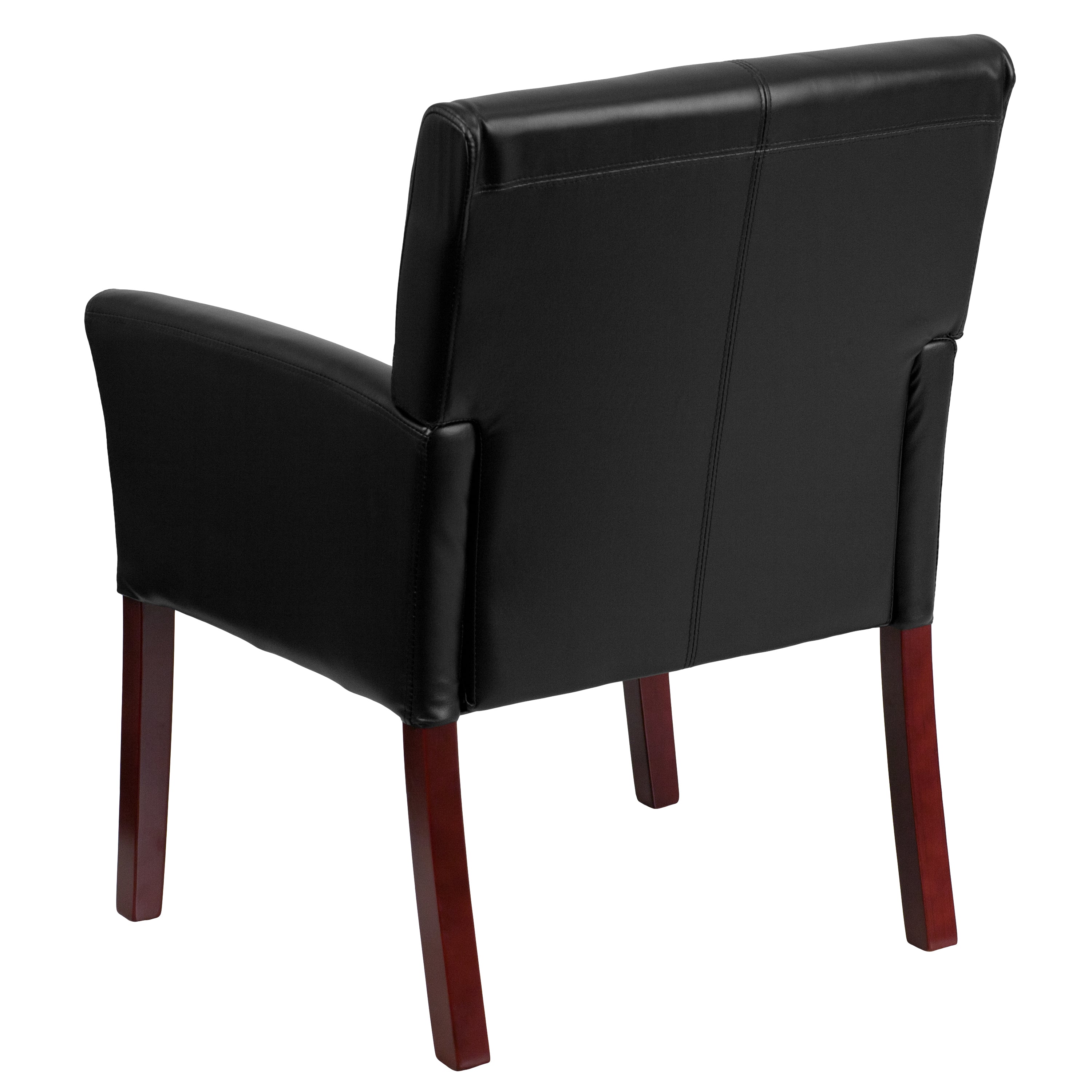 LeatherSoft Executive Side Reception Chair with Mahogany Legs