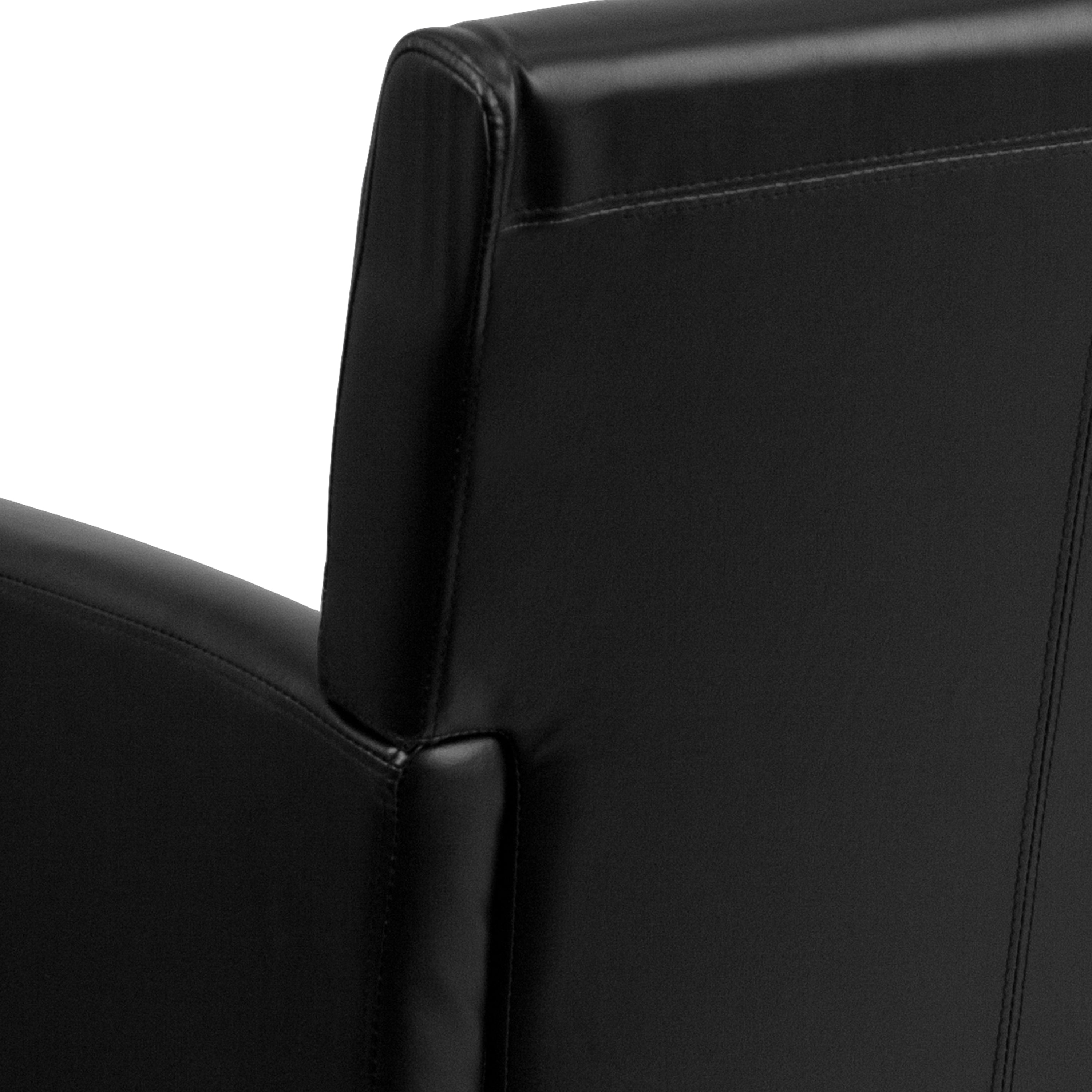 LeatherSoft Executive Side Reception Chair with Mahogany Legs