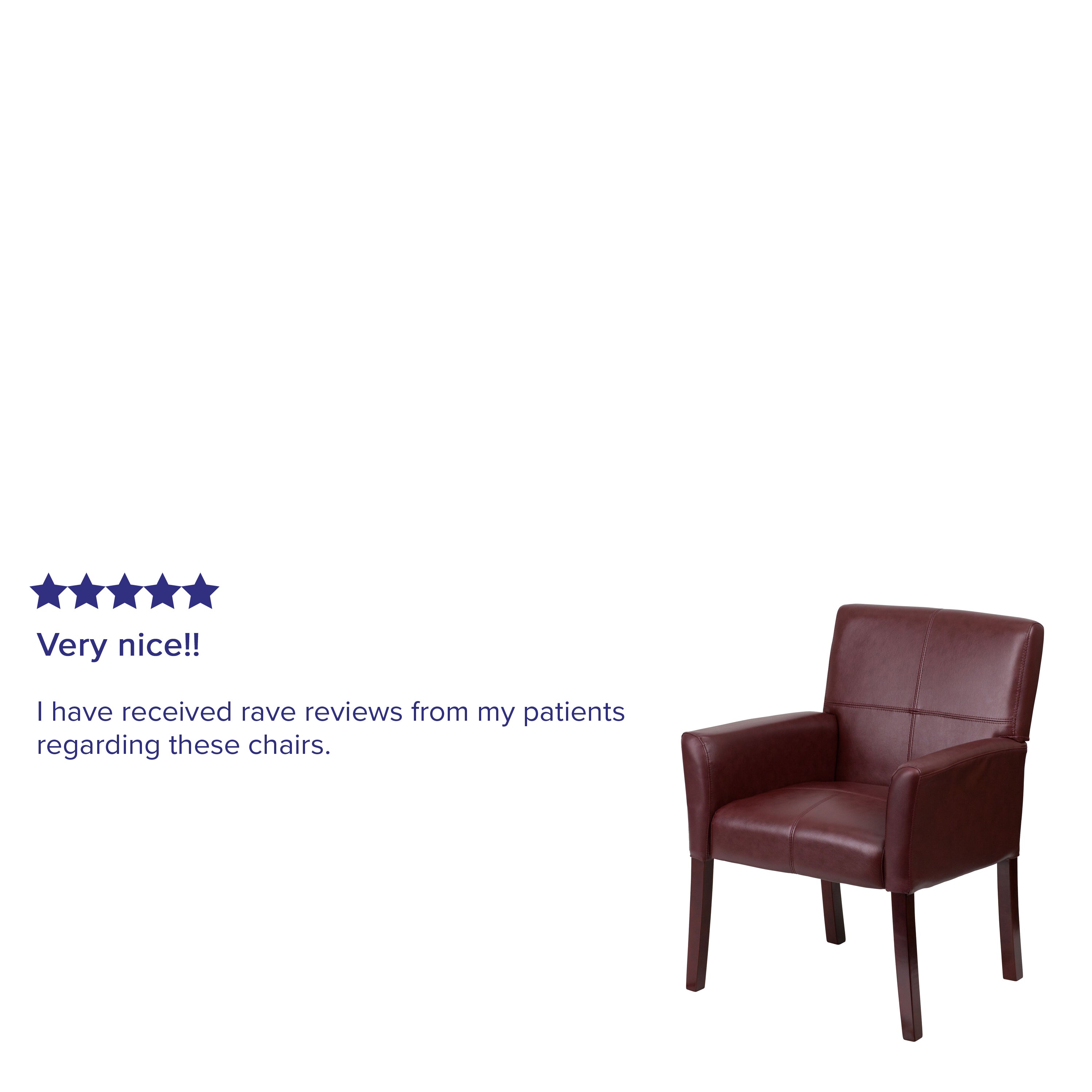 LeatherSoft Executive Side Reception Chair with Mahogany Legs