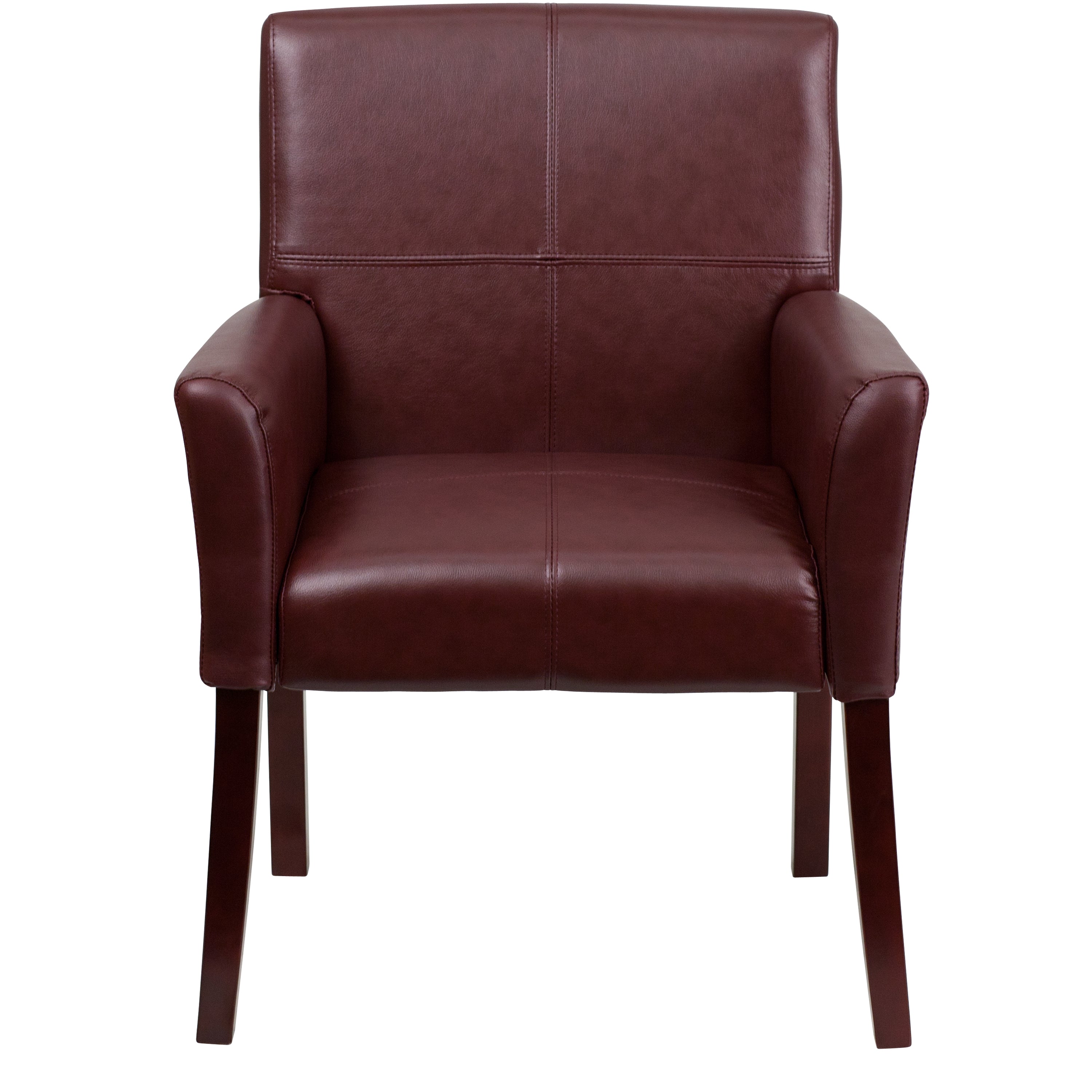 LeatherSoft Executive Side Reception Chair with Mahogany Legs
