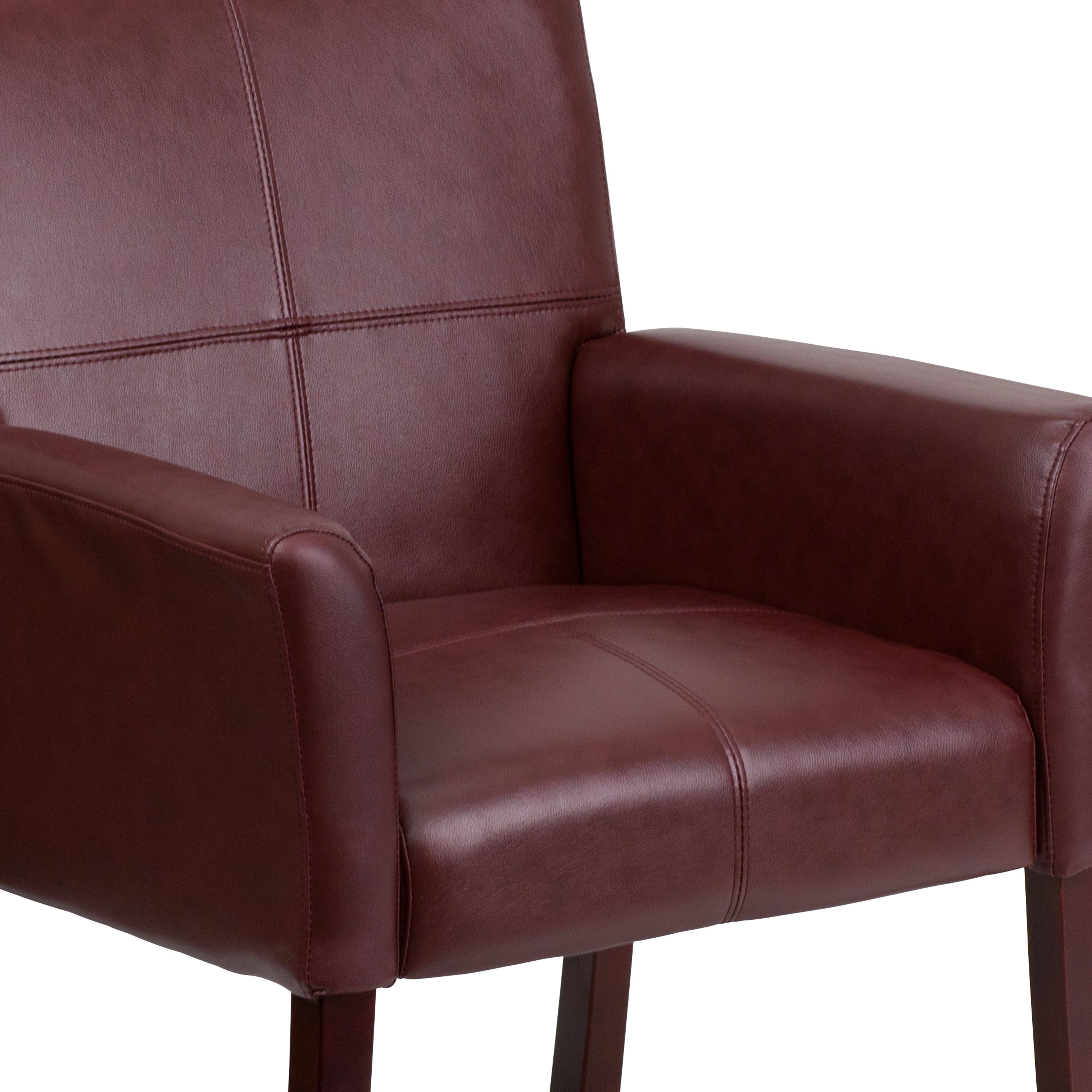 LeatherSoft Executive Side Reception Chair with Mahogany Legs