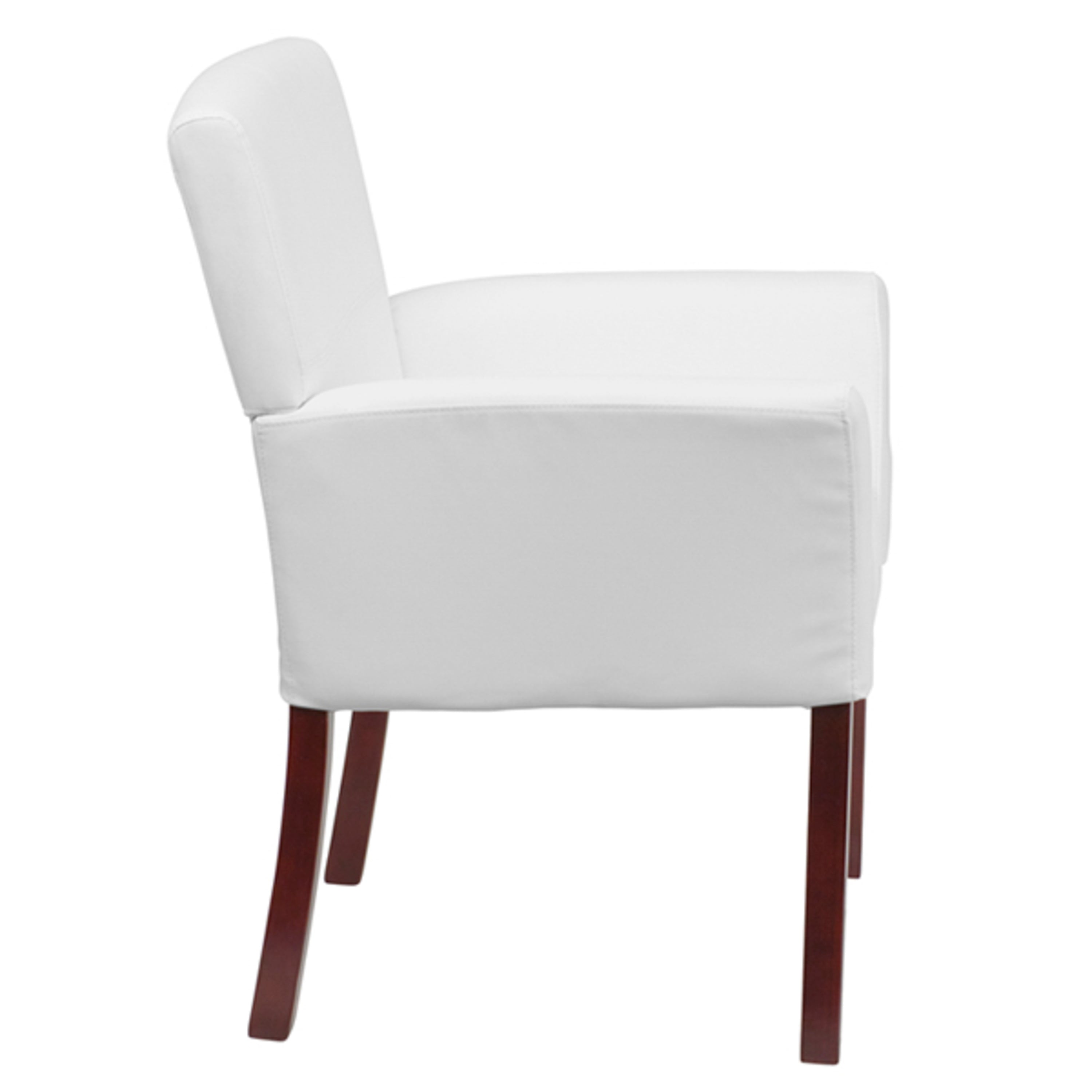 LeatherSoft Executive Side Reception Chair with Mahogany Legs