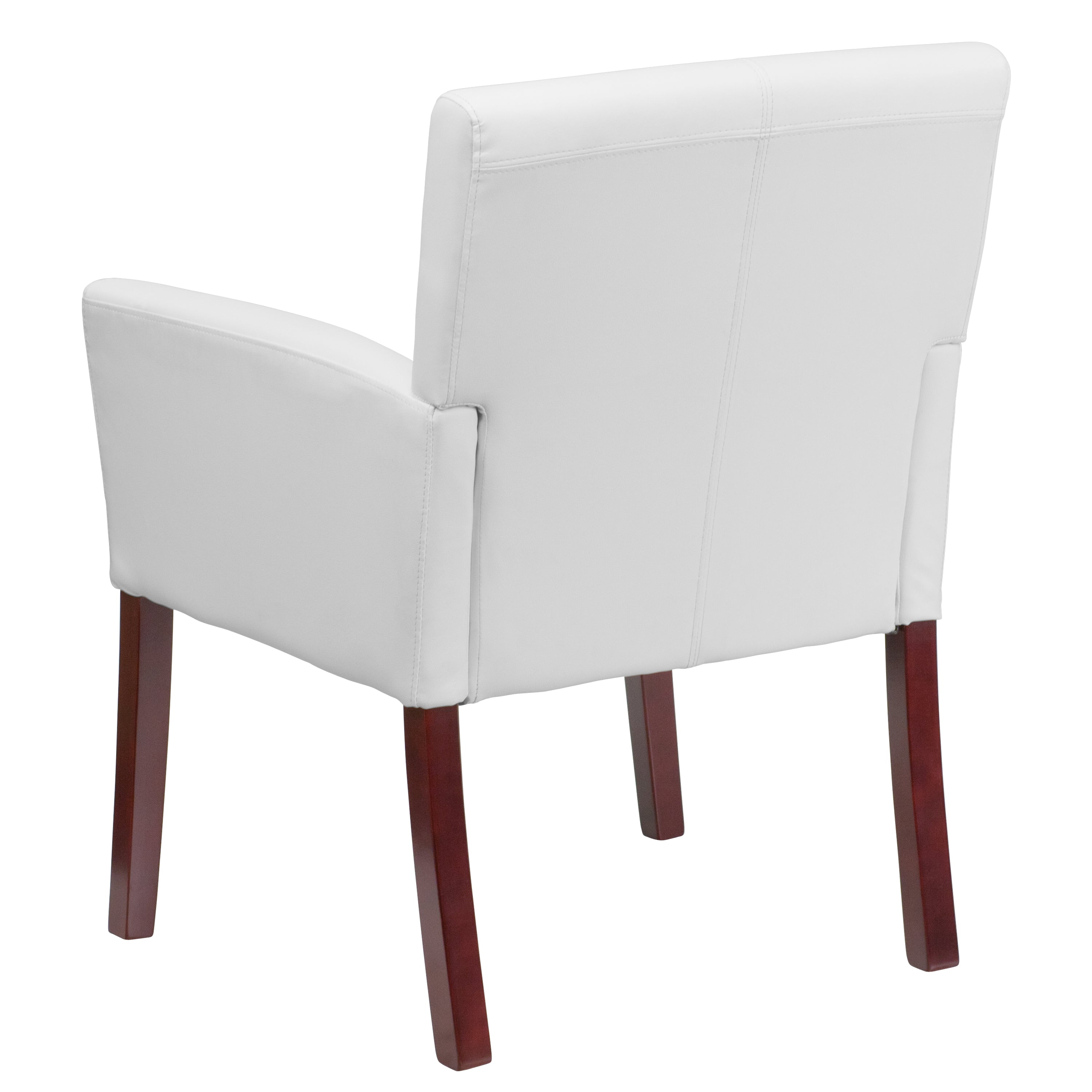 LeatherSoft Executive Side Reception Chair with Mahogany Legs