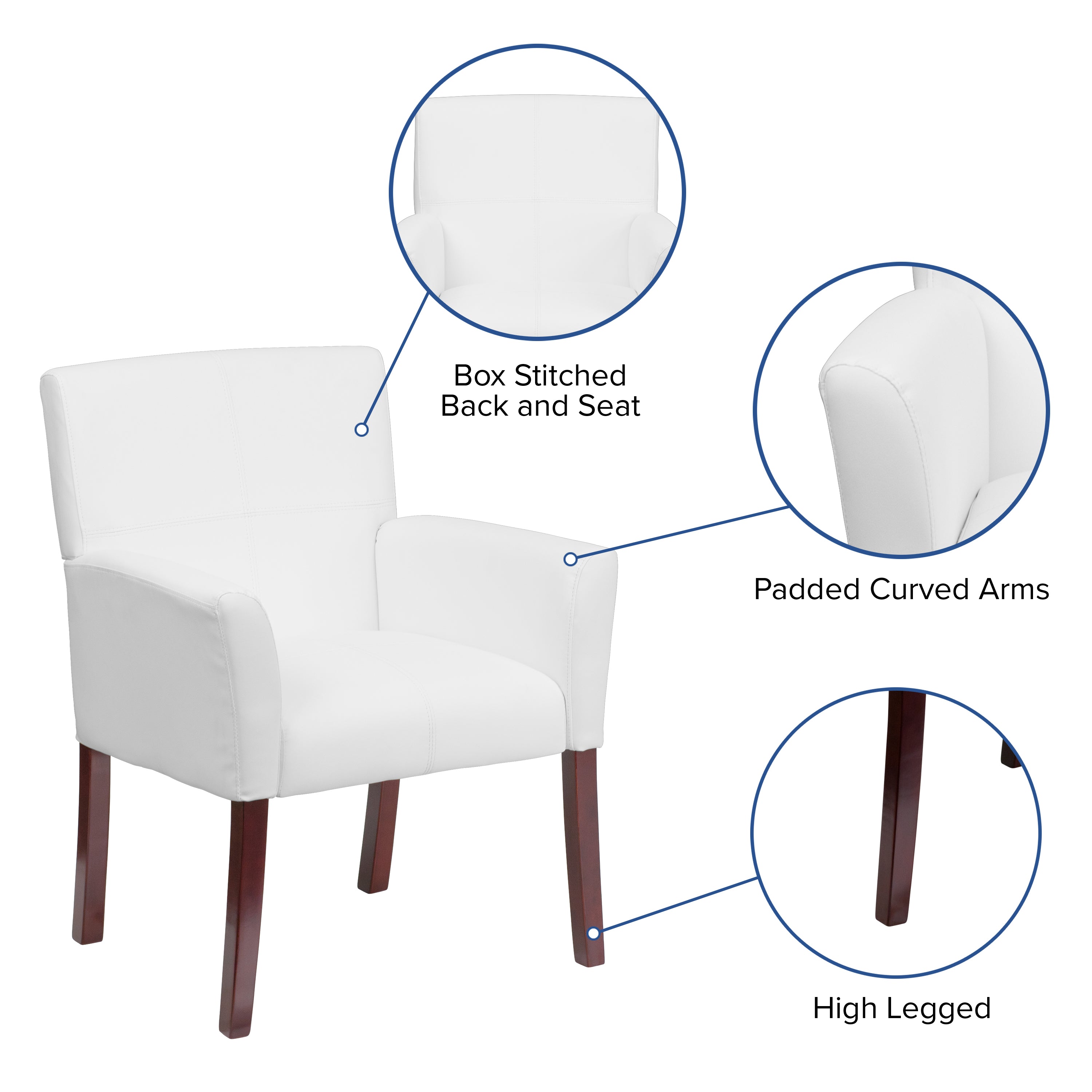 LeatherSoft Executive Side Reception Chair with Mahogany Legs