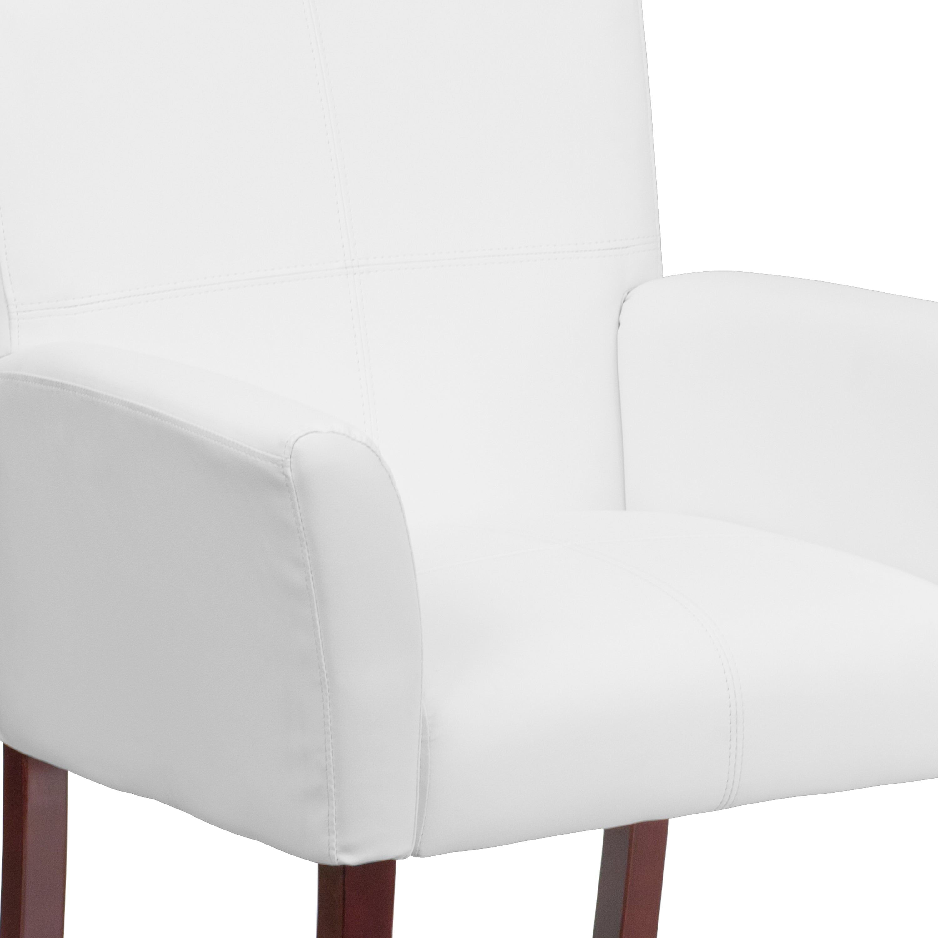 LeatherSoft Executive Side Reception Chair with Mahogany Legs
