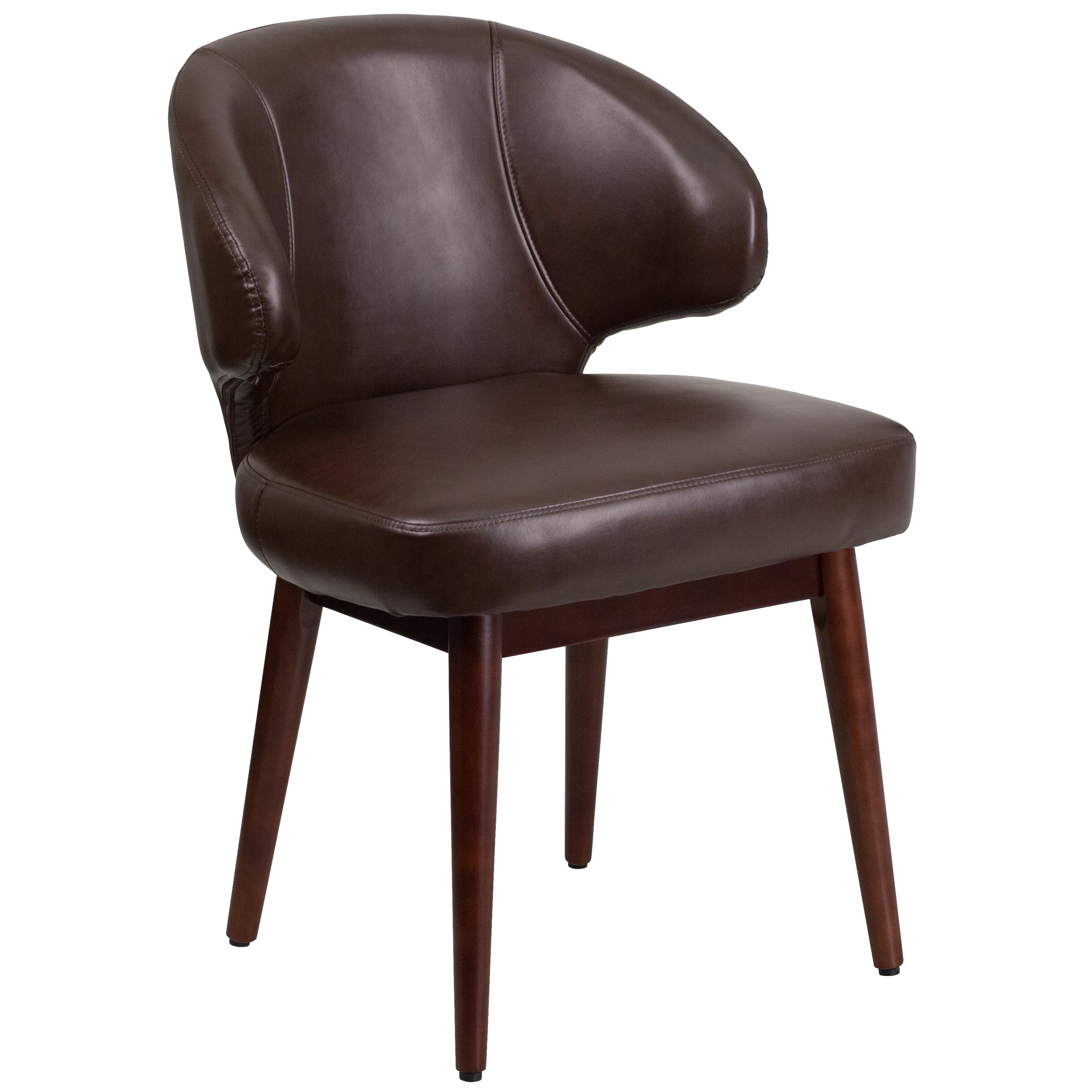 Comfort Back Series Side Reception Chair with Walnut Legs
