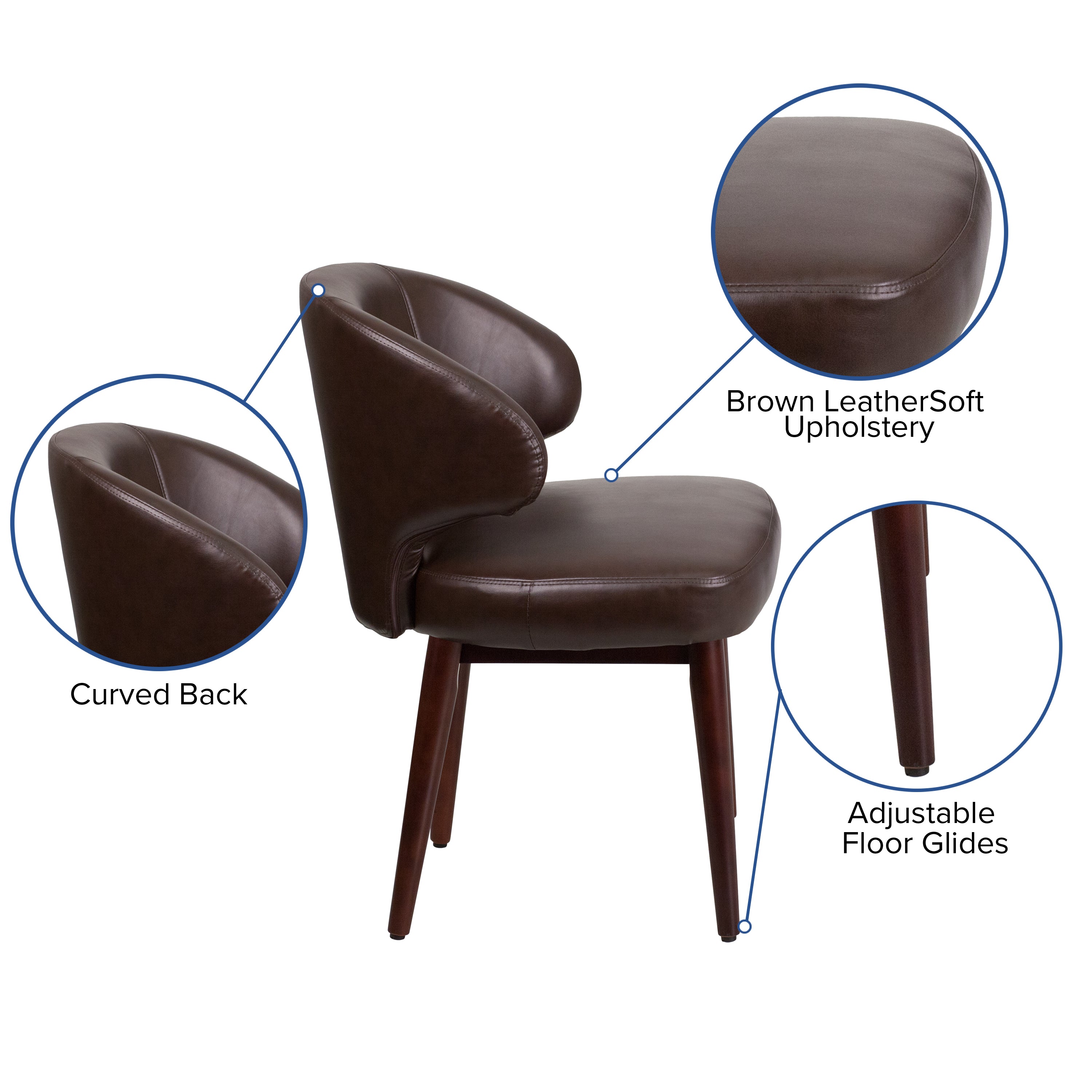 Comfort Back Series Side Reception Chair with Walnut Legs