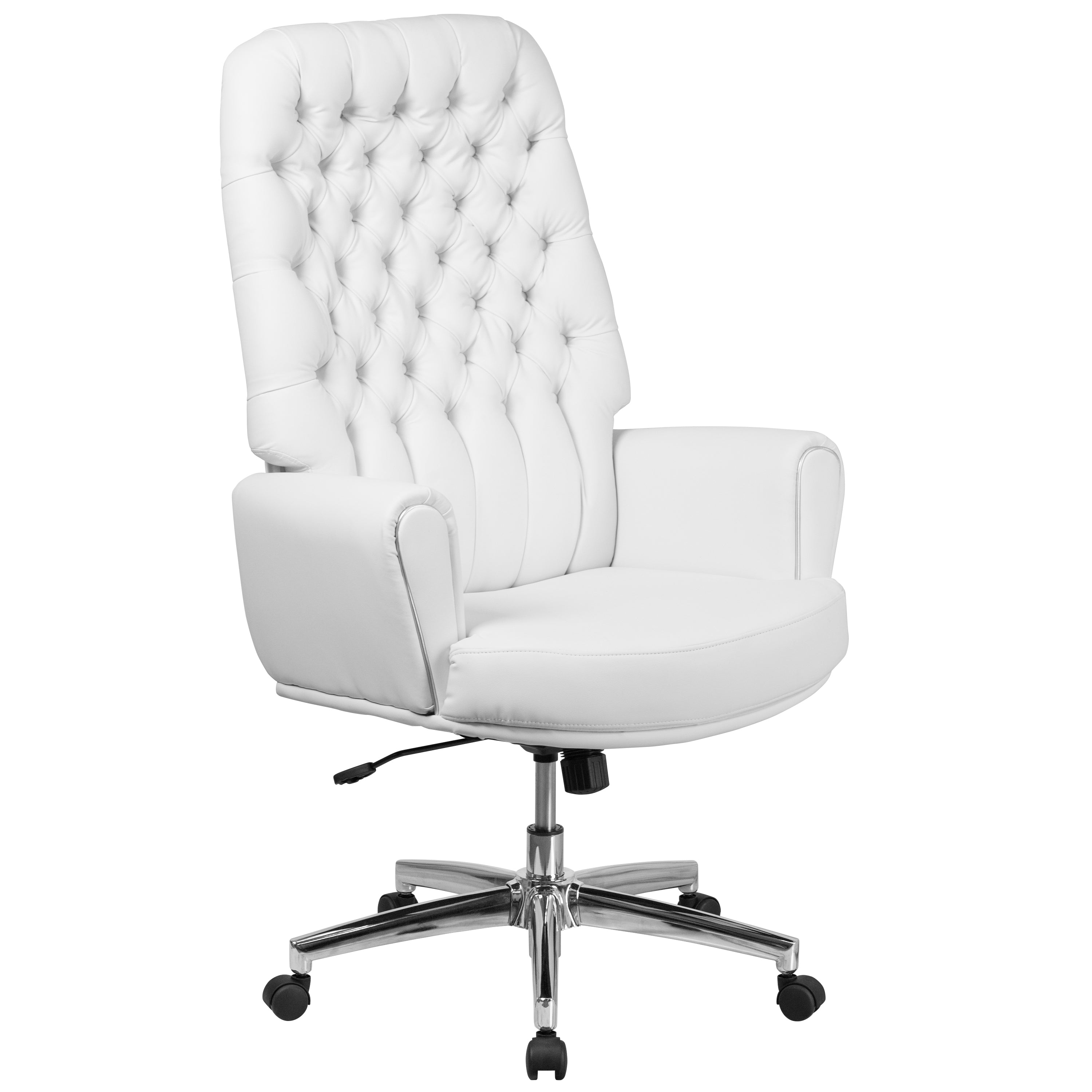 High Back Traditional Tufted LeatherSoft Executive Swivel Office Chair with Silver Welt Arms-Office Chair-Flash Furniture-Wall2Wall Furnishings