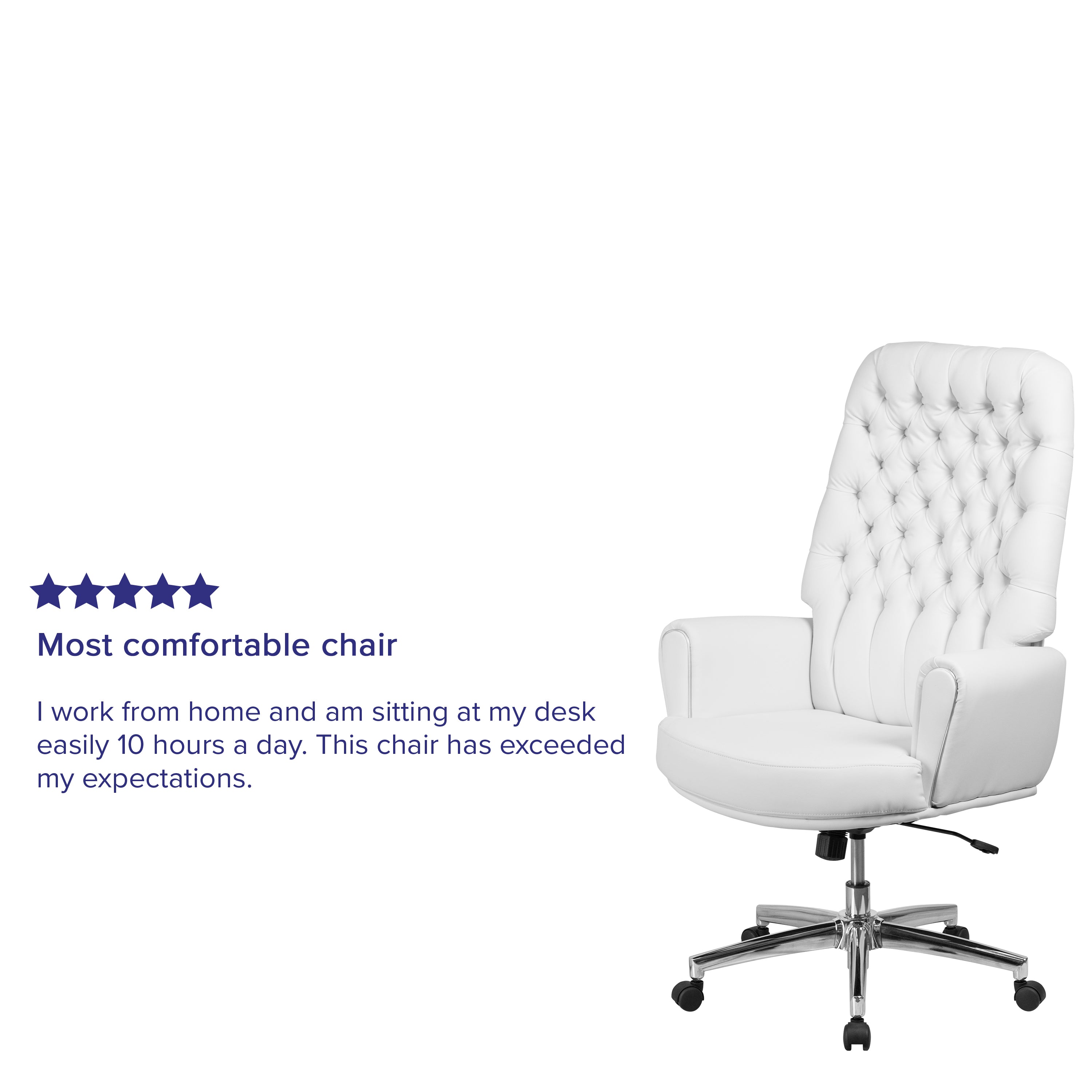 High Back Traditional Tufted LeatherSoft Executive Swivel Office Chair with Silver Welt Arms
