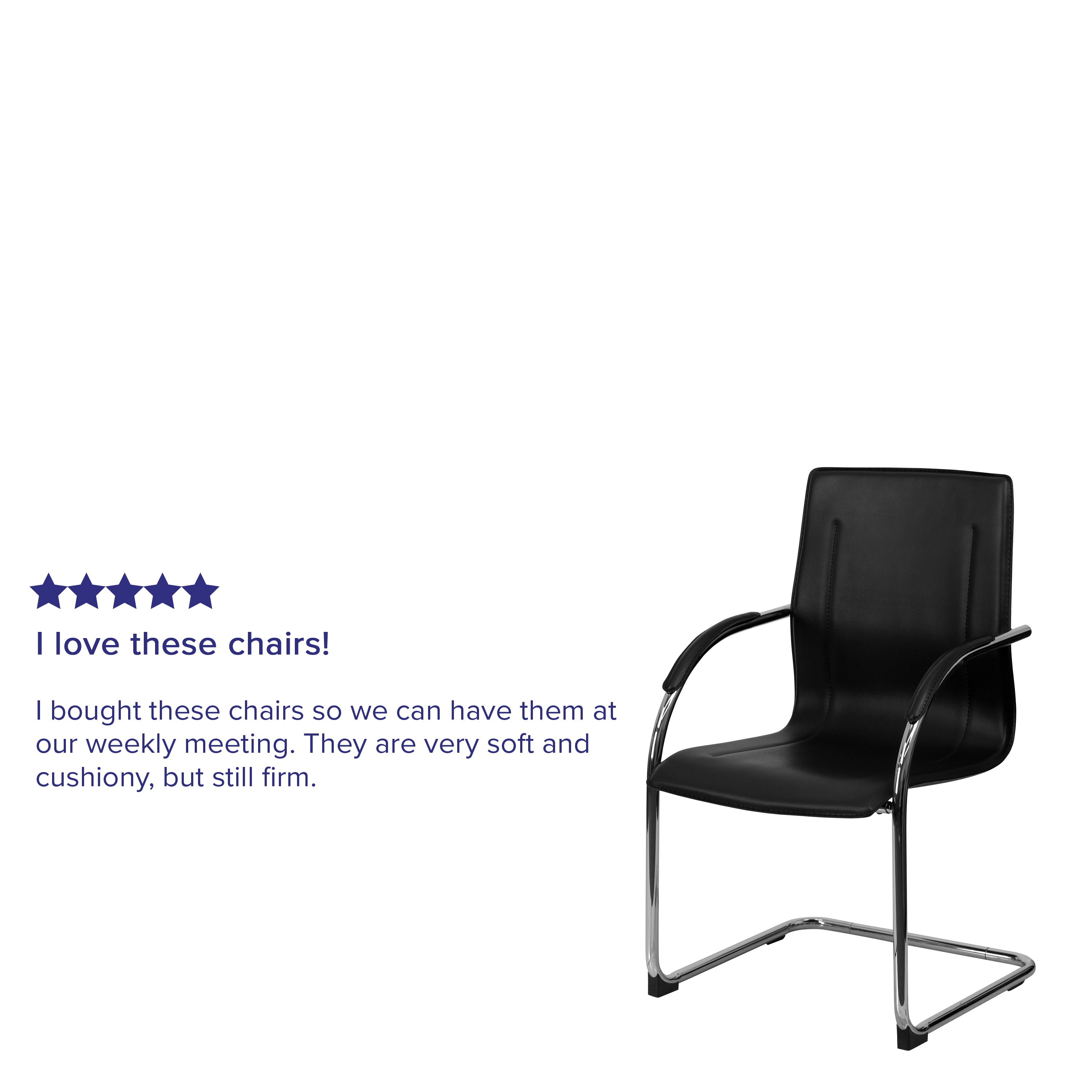 Vinyl Side Reception Chair with Chrome Sled Base