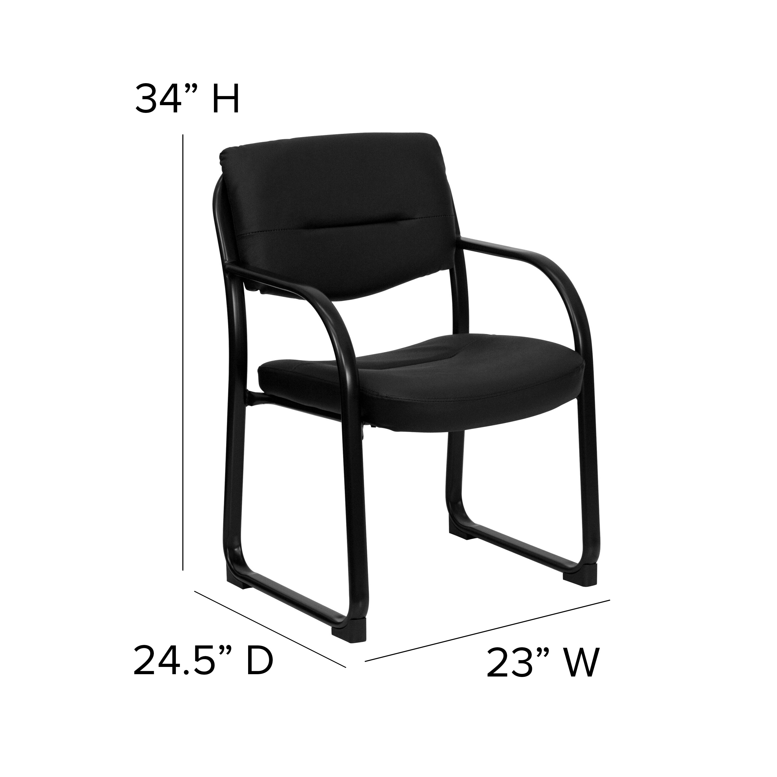 LeatherSoft Executive Side Reception Chair with Sled Base-Office Chair-Flash Furniture-Wall2Wall Furnishings