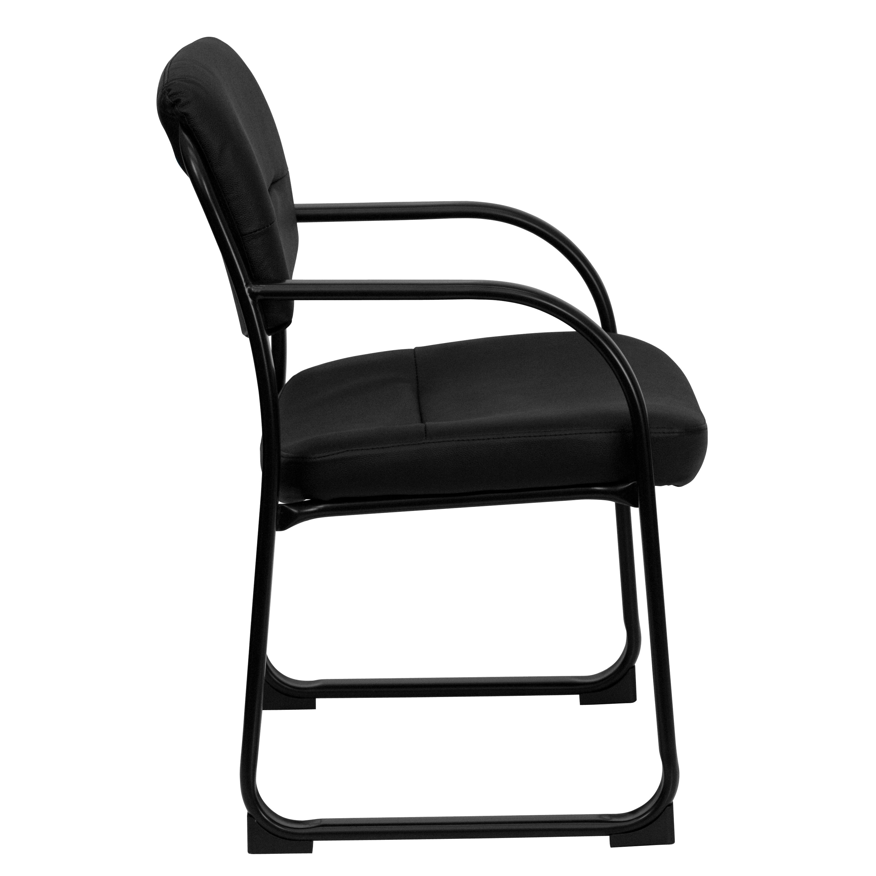 LeatherSoft Executive Side Reception Chair with Sled Base