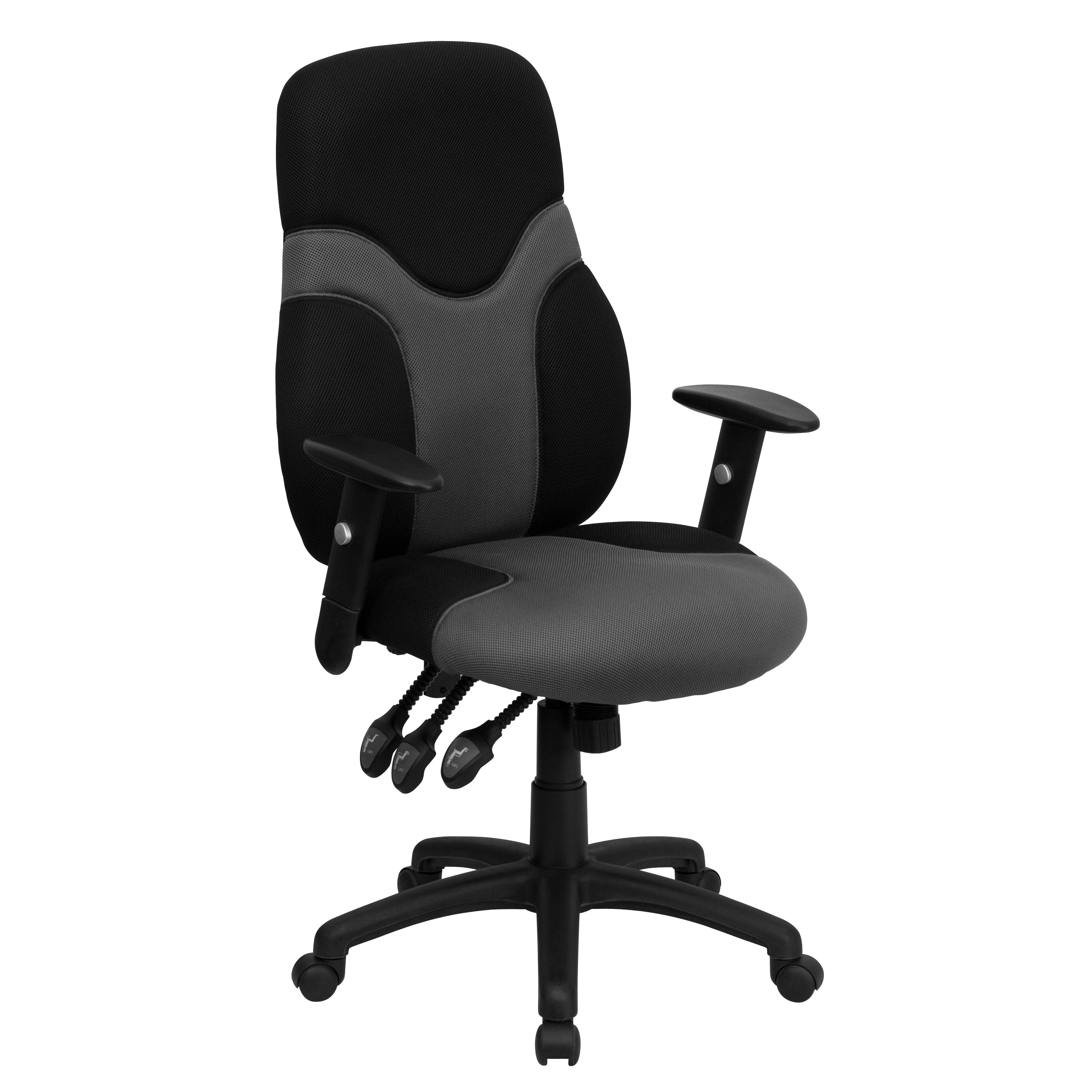 High Back Ergonomic Two-Tone Mesh Swivel Task Office Chair with Adjustable Arms-Office Chair-Flash Furniture-Wall2Wall Furnishings