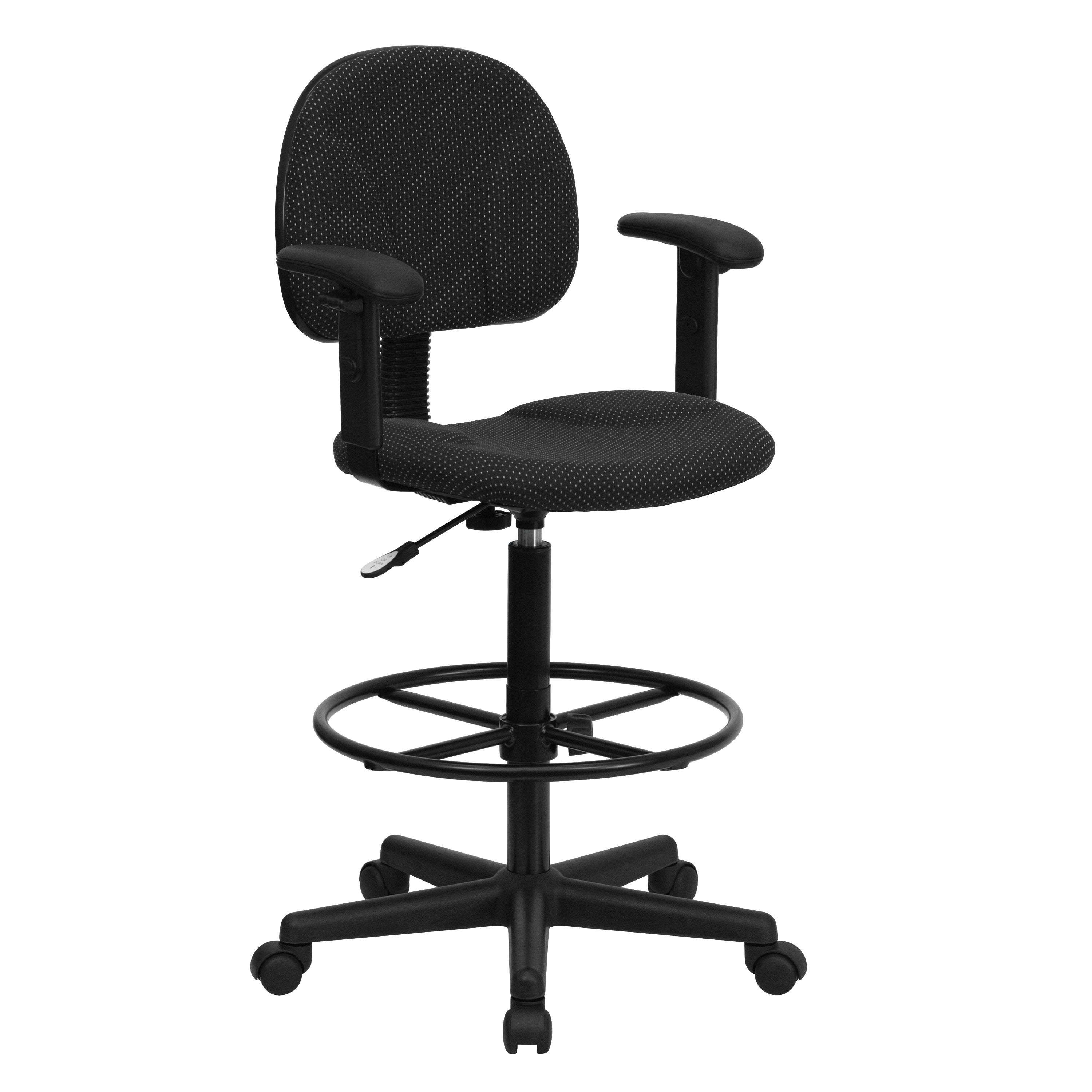 Fabric Drafting Chair with Adjustable Arms (Cylinders: 22.5''-27''H or 26''-30.5''H)-Office Chair-Flash Furniture-Wall2Wall Furnishings