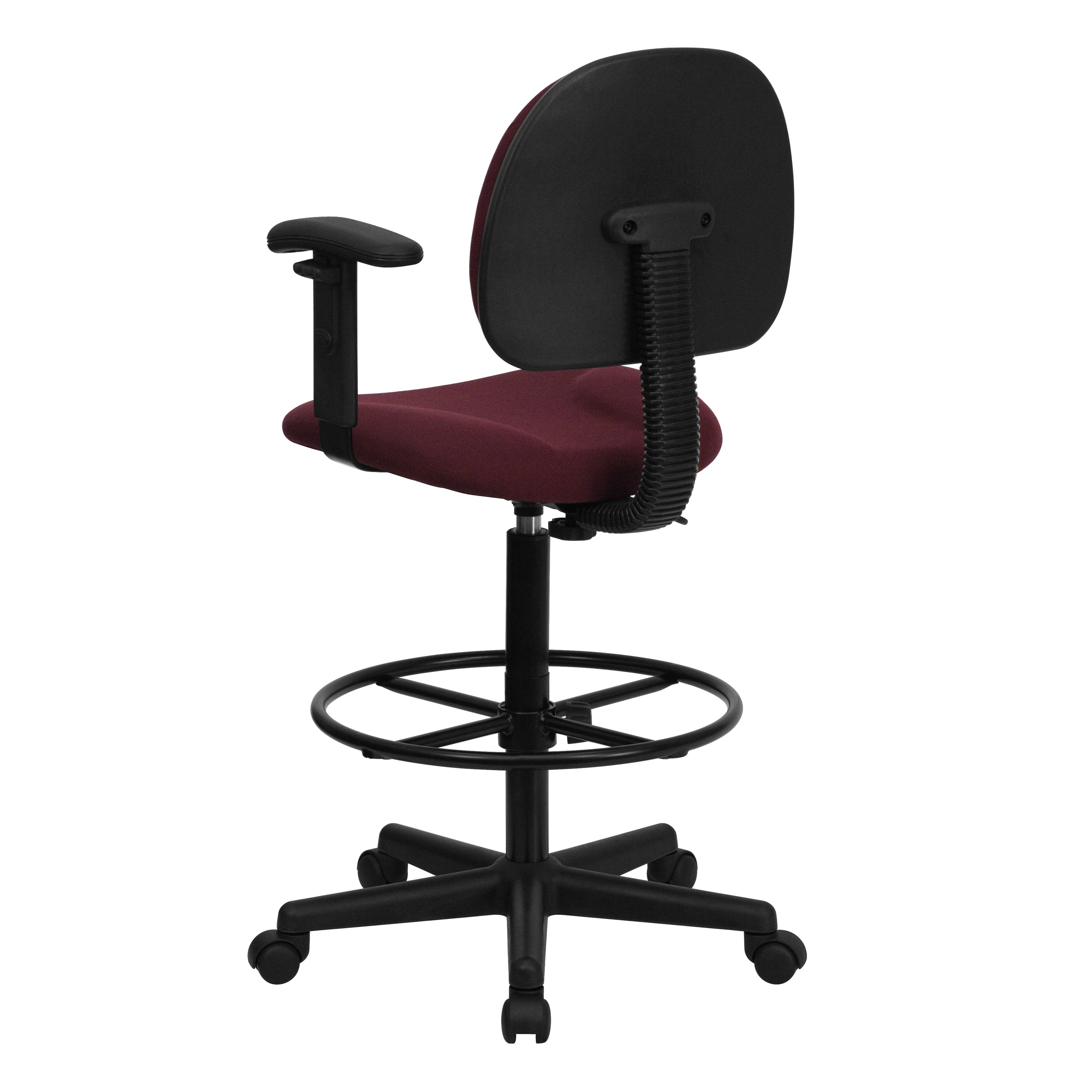 Fabric Drafting Chair with Adjustable Arms (Cylinders: 22.5''-27''H or 26''-30.5''H)-Office Chair-Flash Furniture-Wall2Wall Furnishings