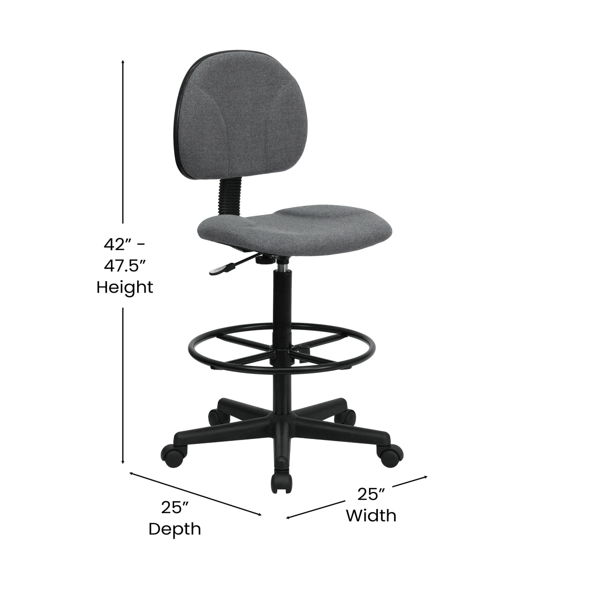 Bruce Adjustable Height Drafting Chair with Adjustable Foot Ring