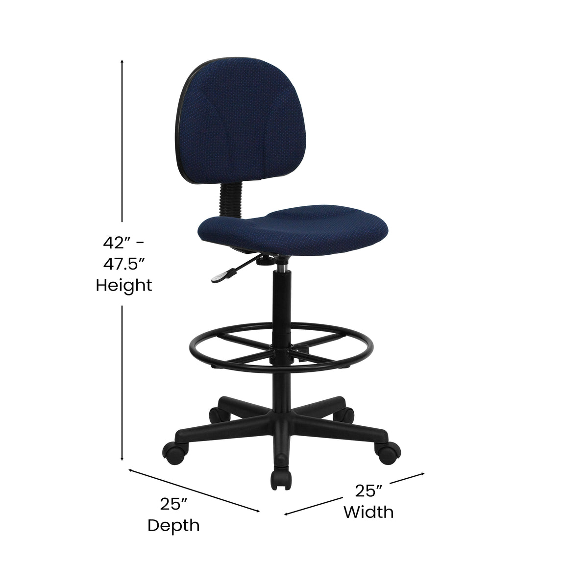 Bruce Adjustable Height Drafting Chair with Adjustable Foot Ring