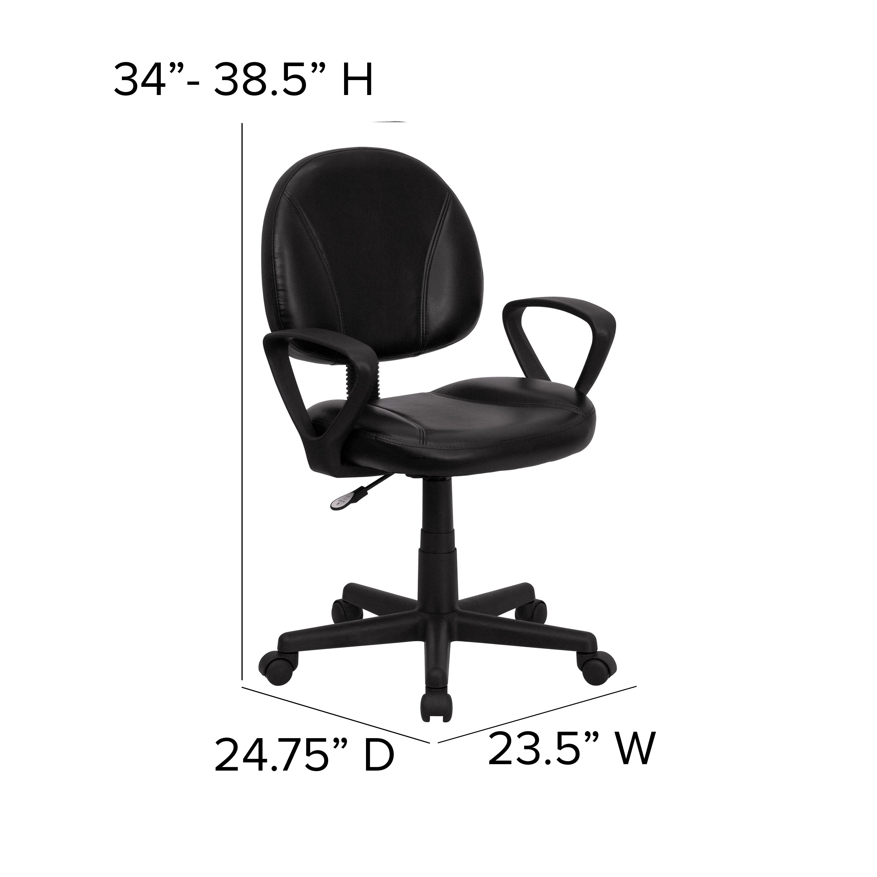 Mid-Back LeatherSoft Swivel Ergonomic Task Office Chair with Back Depth Adjustment and Arms