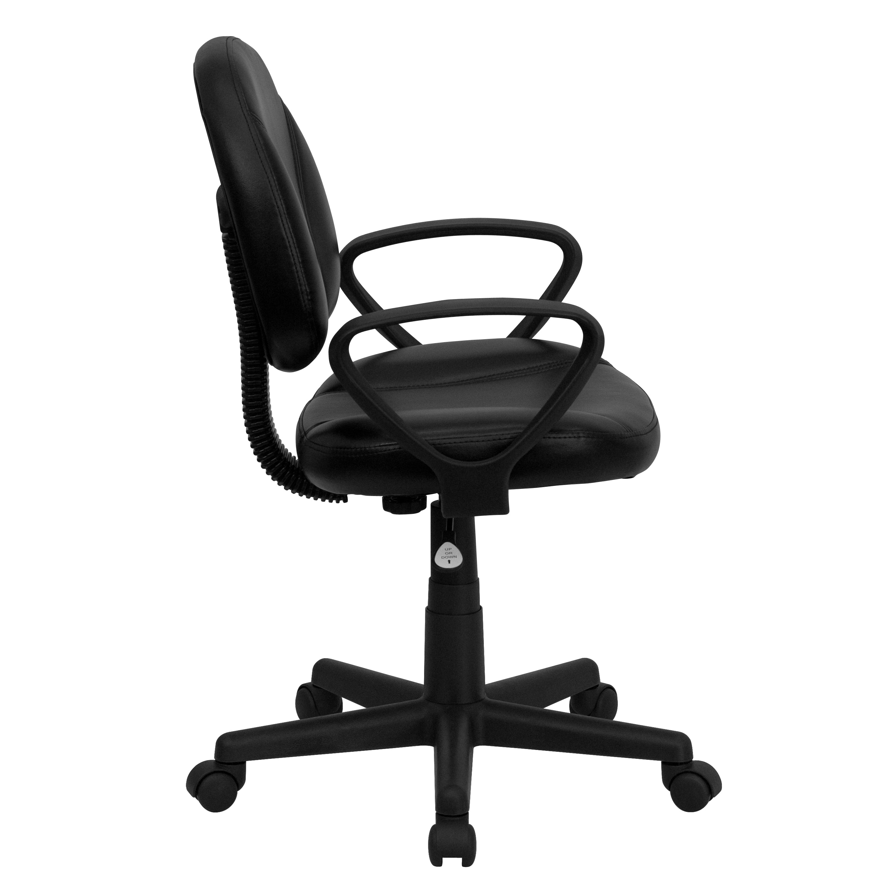 Mid-Back LeatherSoft Swivel Ergonomic Task Office Chair with Back Depth Adjustment and Arms