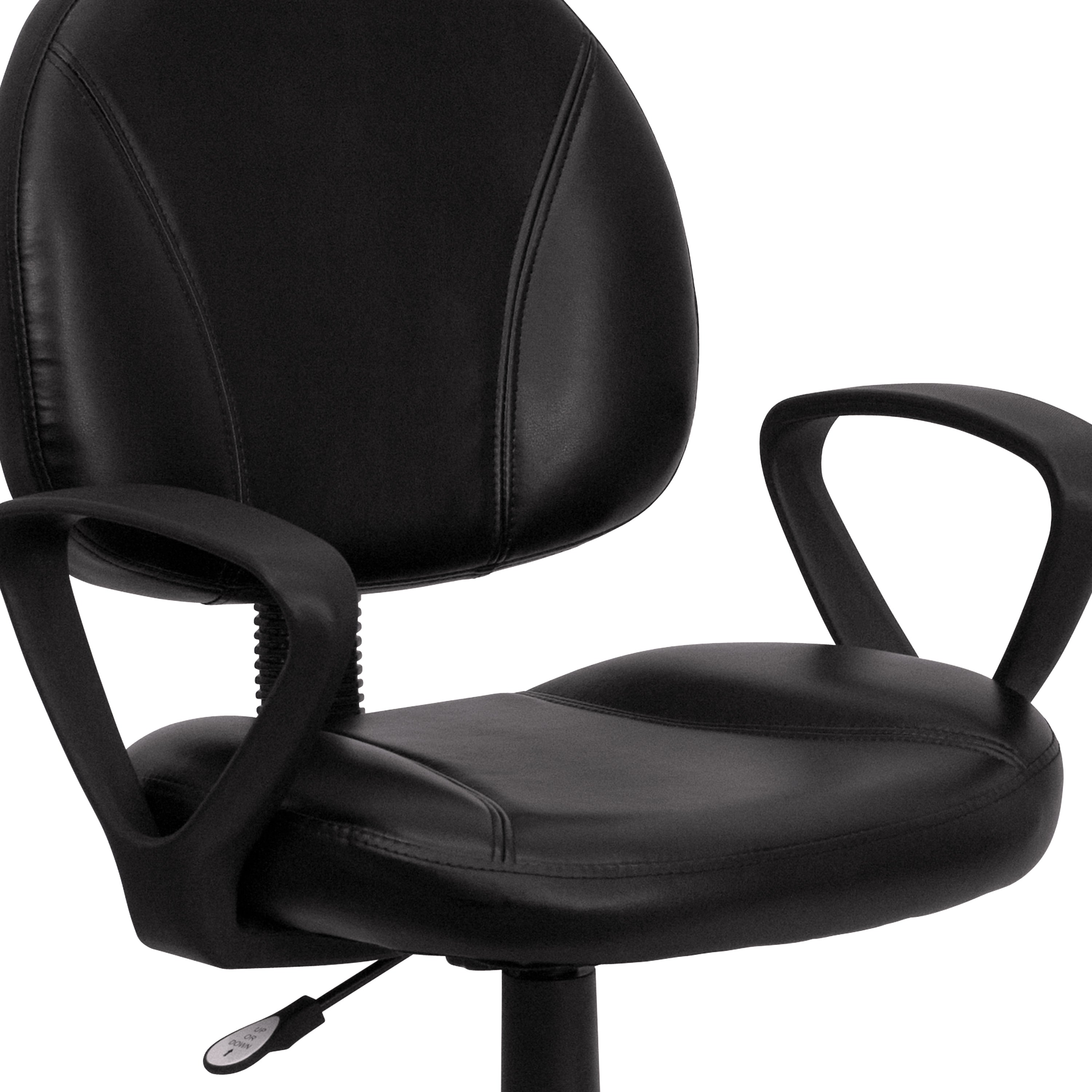 Mid-Back LeatherSoft Swivel Ergonomic Task Office Chair with Back Depth Adjustment and Arms