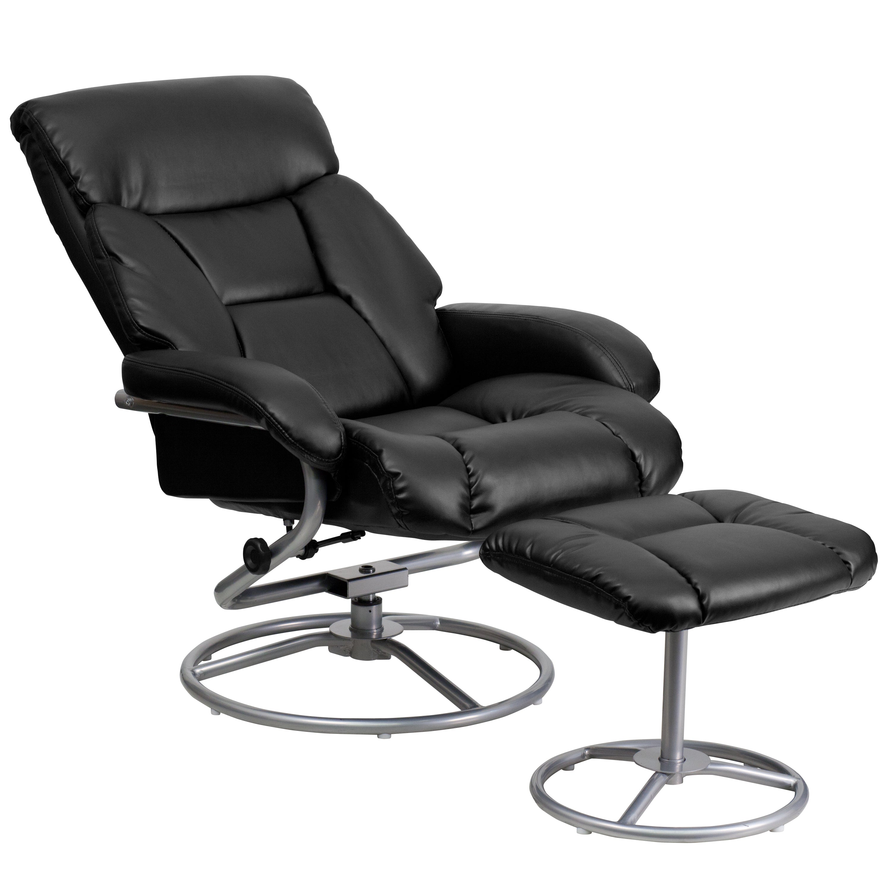 Contemporary Multi-Position Recliner and Ottoman with Metal Base-Office Recliner-Flash Furniture-Wall2Wall Furnishings