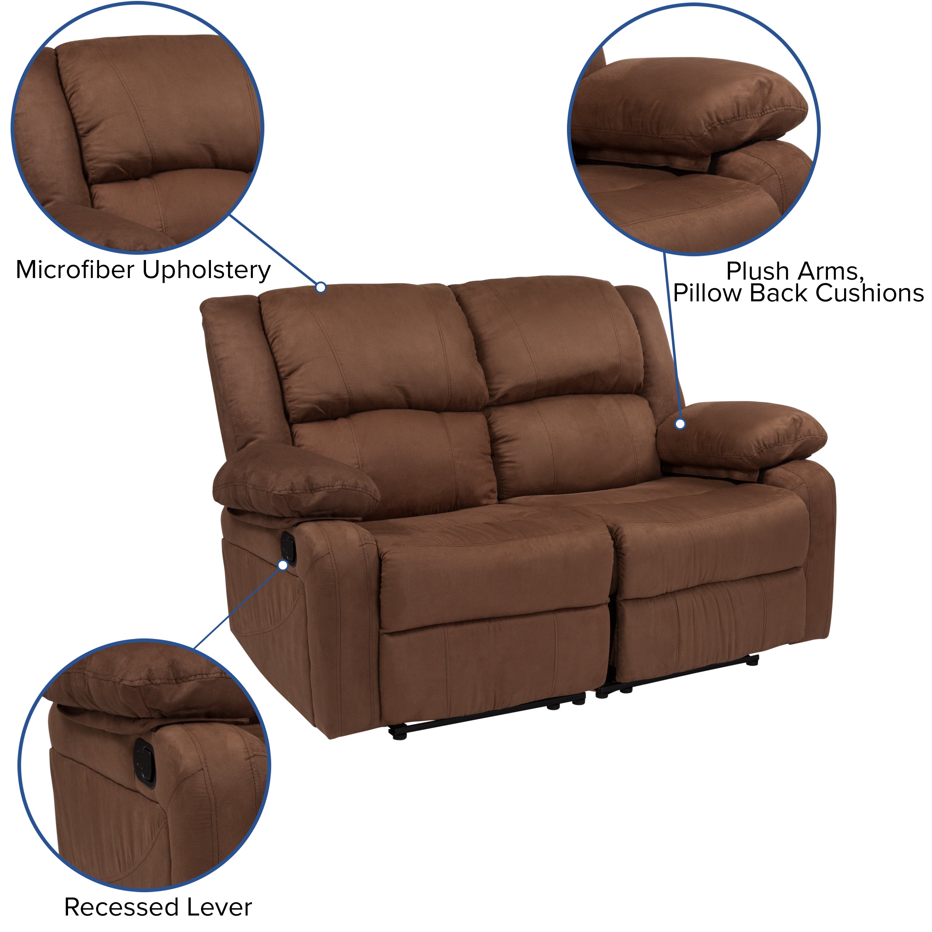 Harmony Series Loveseat with Two Built-In Recliners