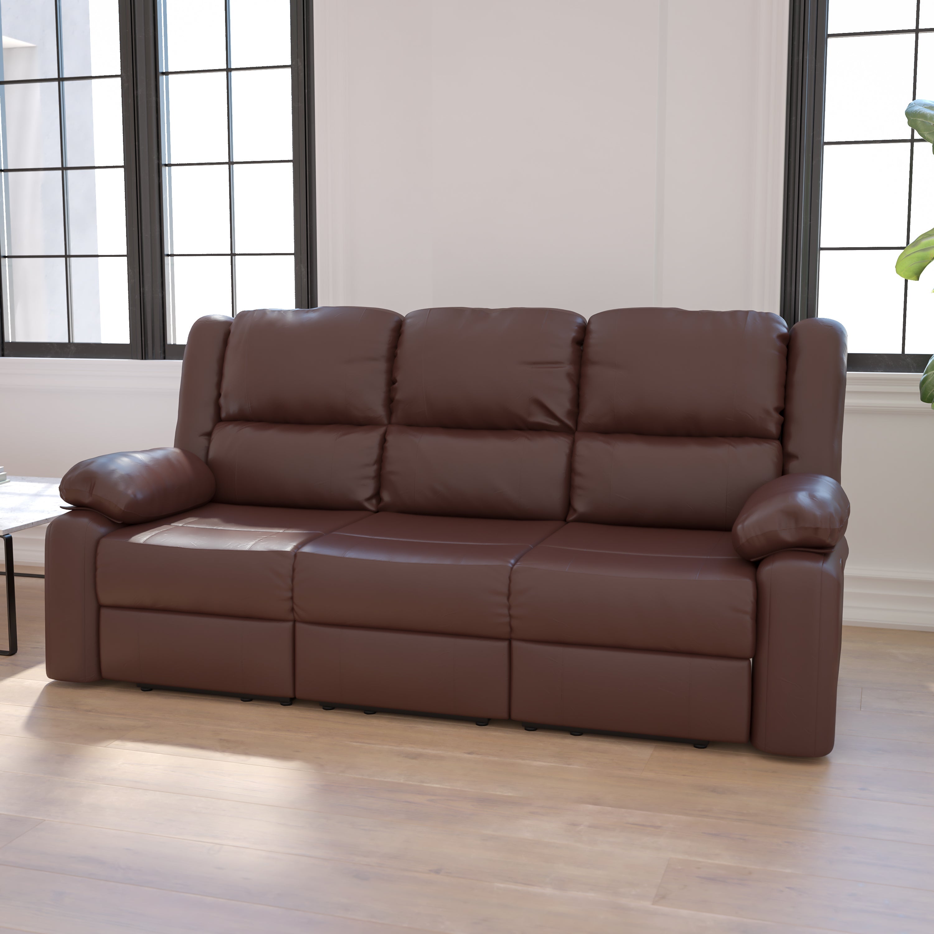 Harmony Series LeatherSoft Sofa with Two Built-In Recliners-Sofa-Flash Furniture-Wall2Wall Furnishings