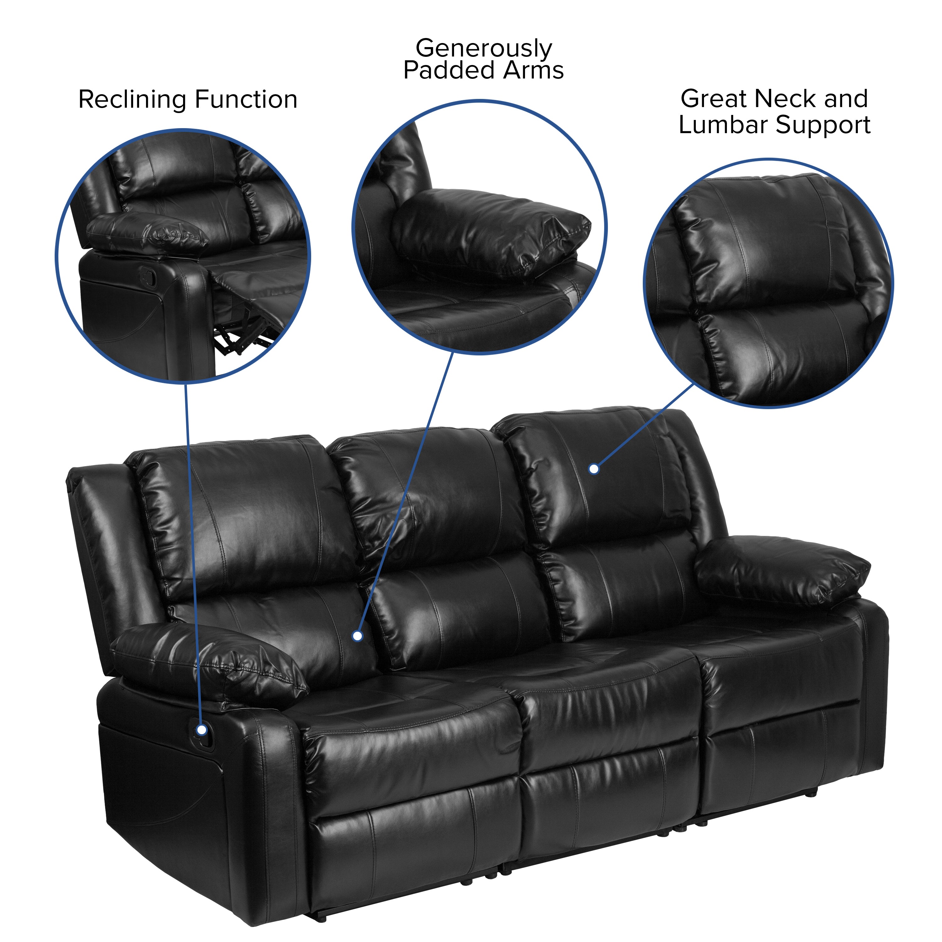 Harmony Series LeatherSoft Sofa with Two Built-In Recliners