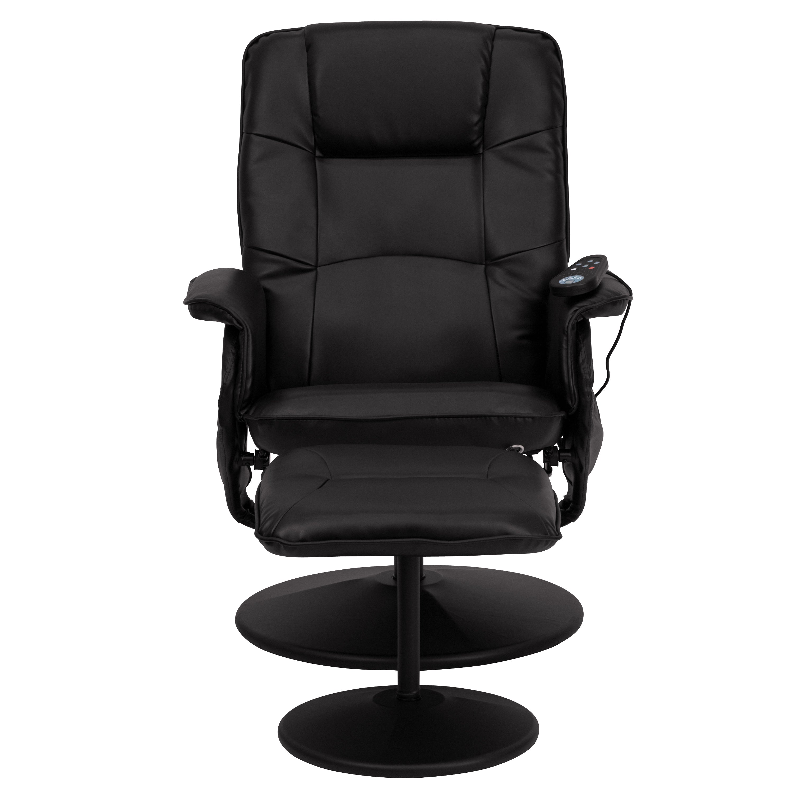 Massaging Multi-Position Recliner with Deep Side Pockets and Ottoman with Wrapped Base