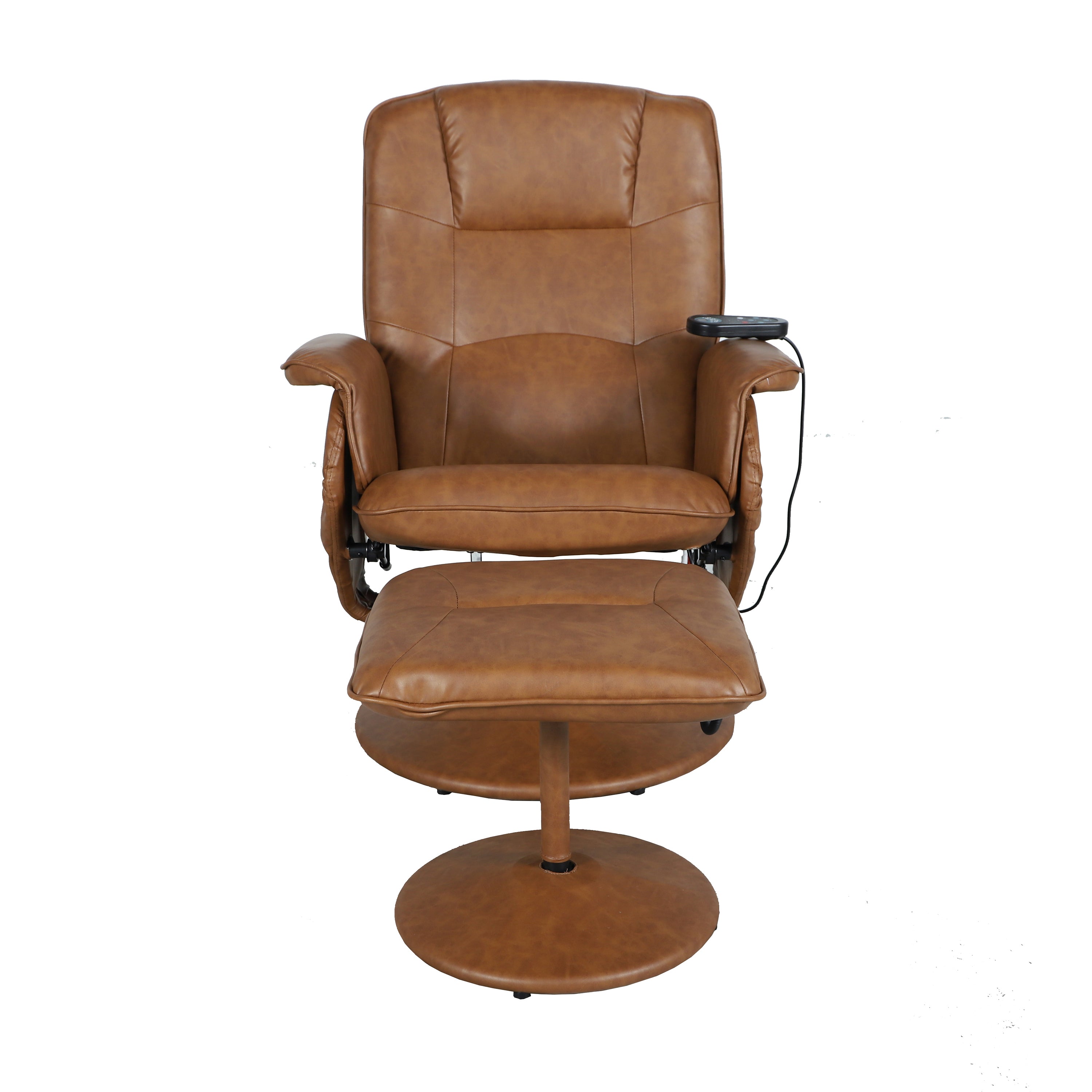 Massaging Multi-Position Recliner with Deep Side Pockets and Ottoman with Wrapped Base