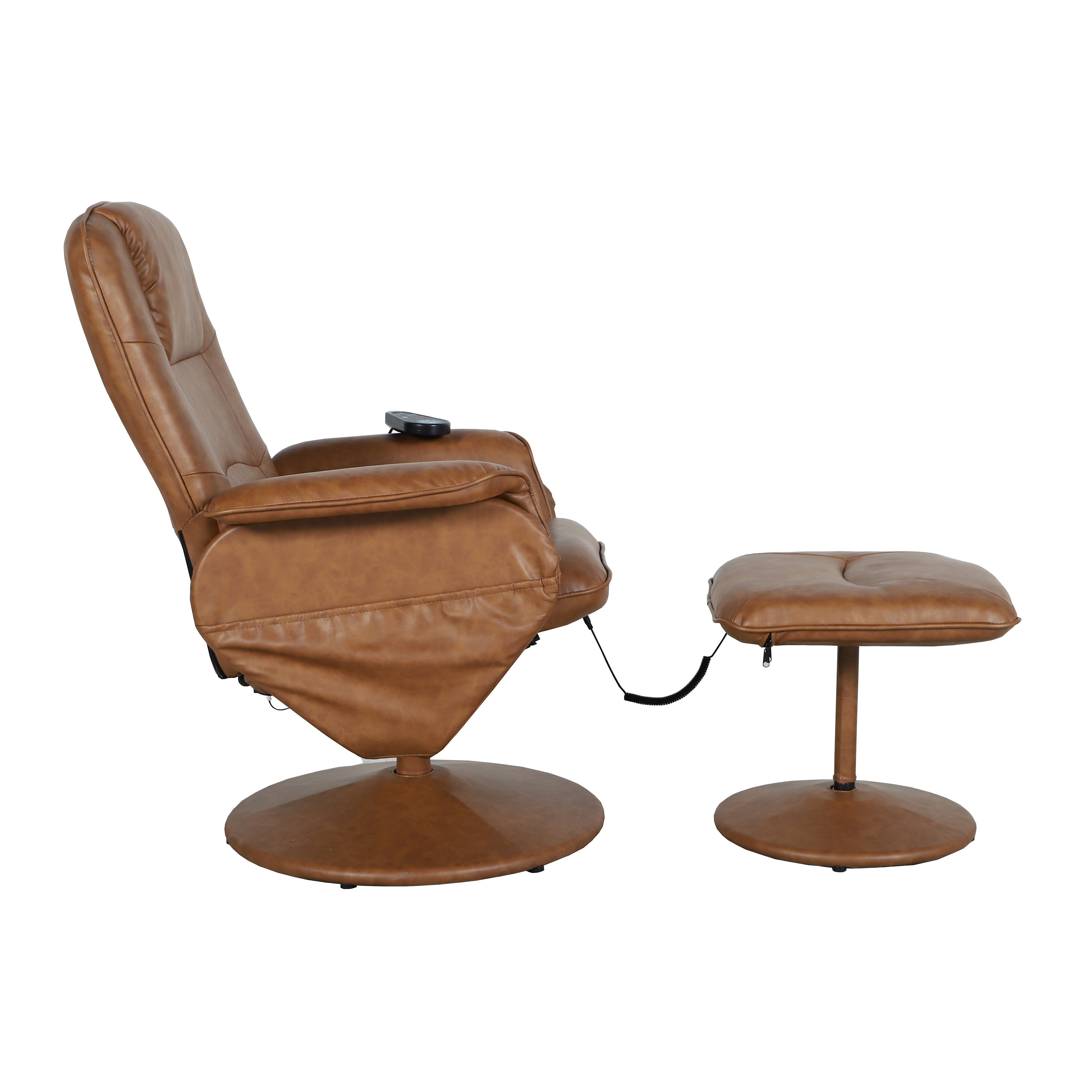 Massaging Multi-Position Recliner with Deep Side Pockets and Ottoman with Wrapped Base