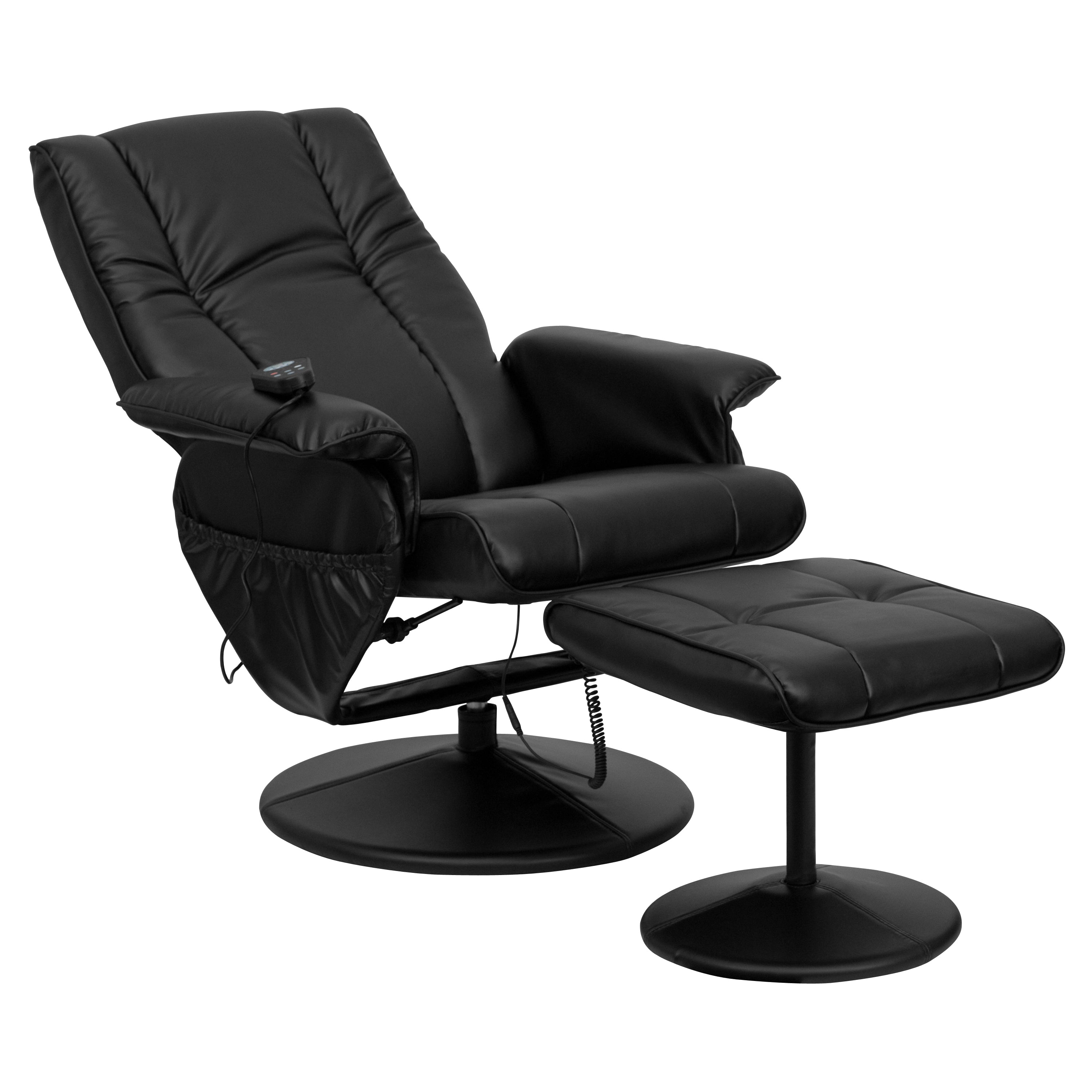 Massaging Multi-Position Recliner and Ottoman with Wrapped Base