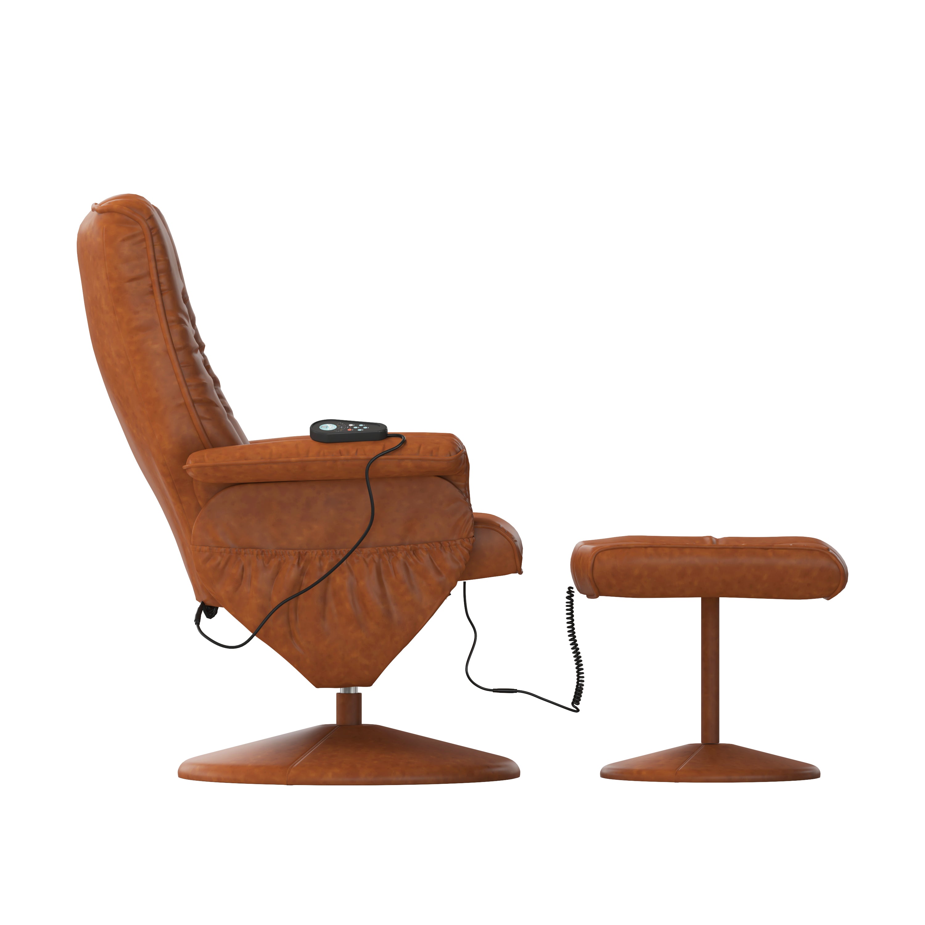 Massaging Multi-Position Recliner and Ottoman with Wrapped Base