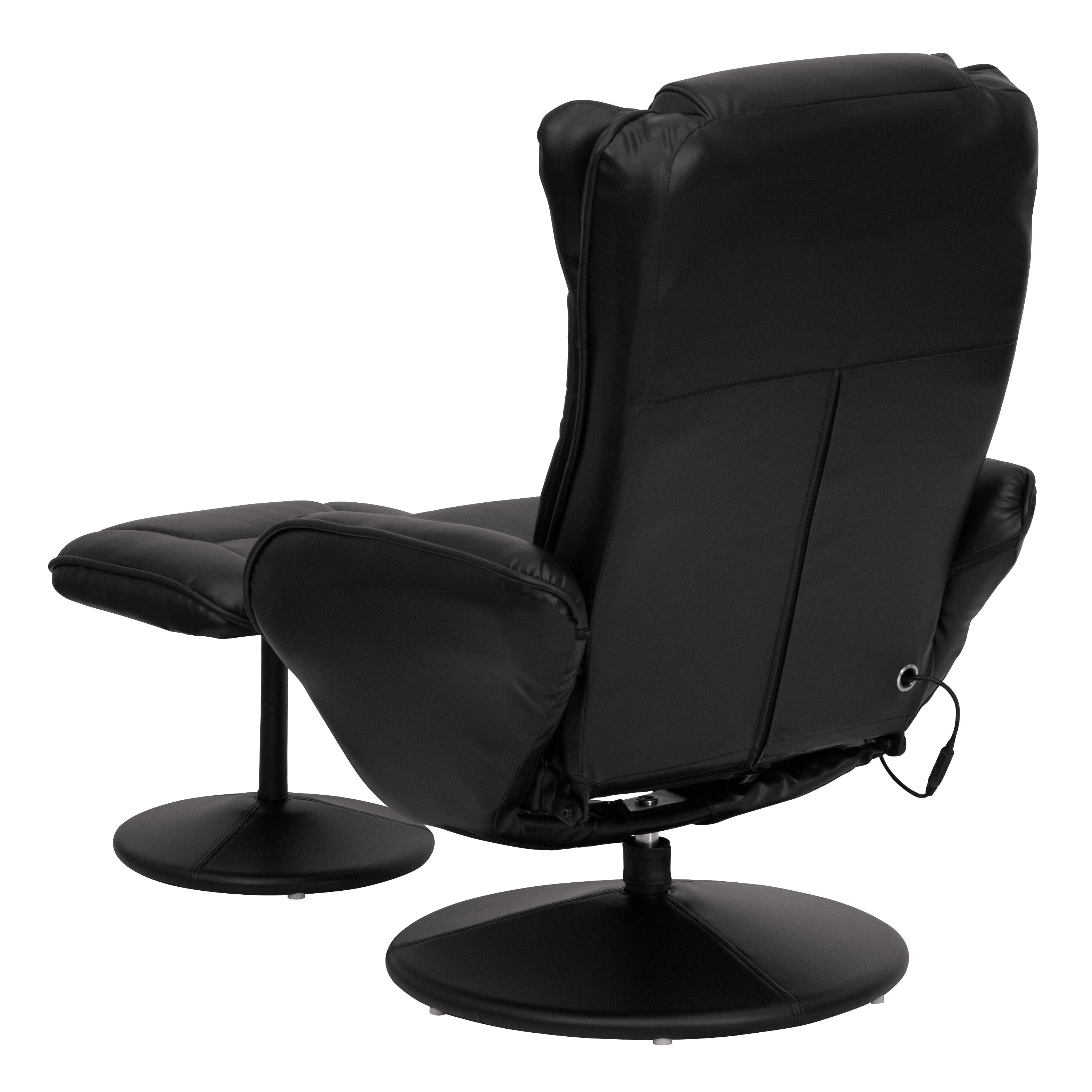 Massaging Multi-Position Plush Recliner with Side Pocket and Ottoman