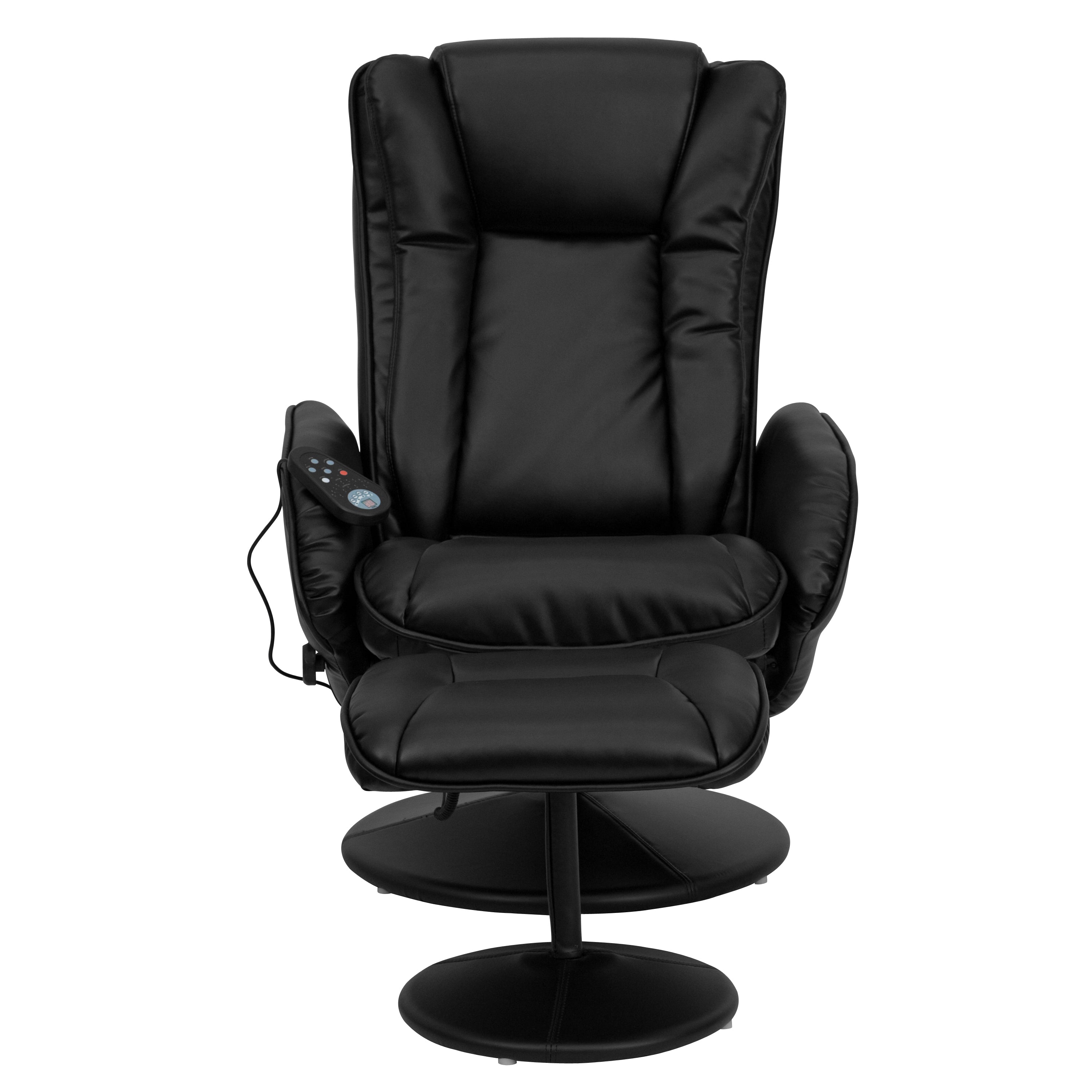Massaging Multi-Position Plush Recliner with Side Pocket and Ottoman