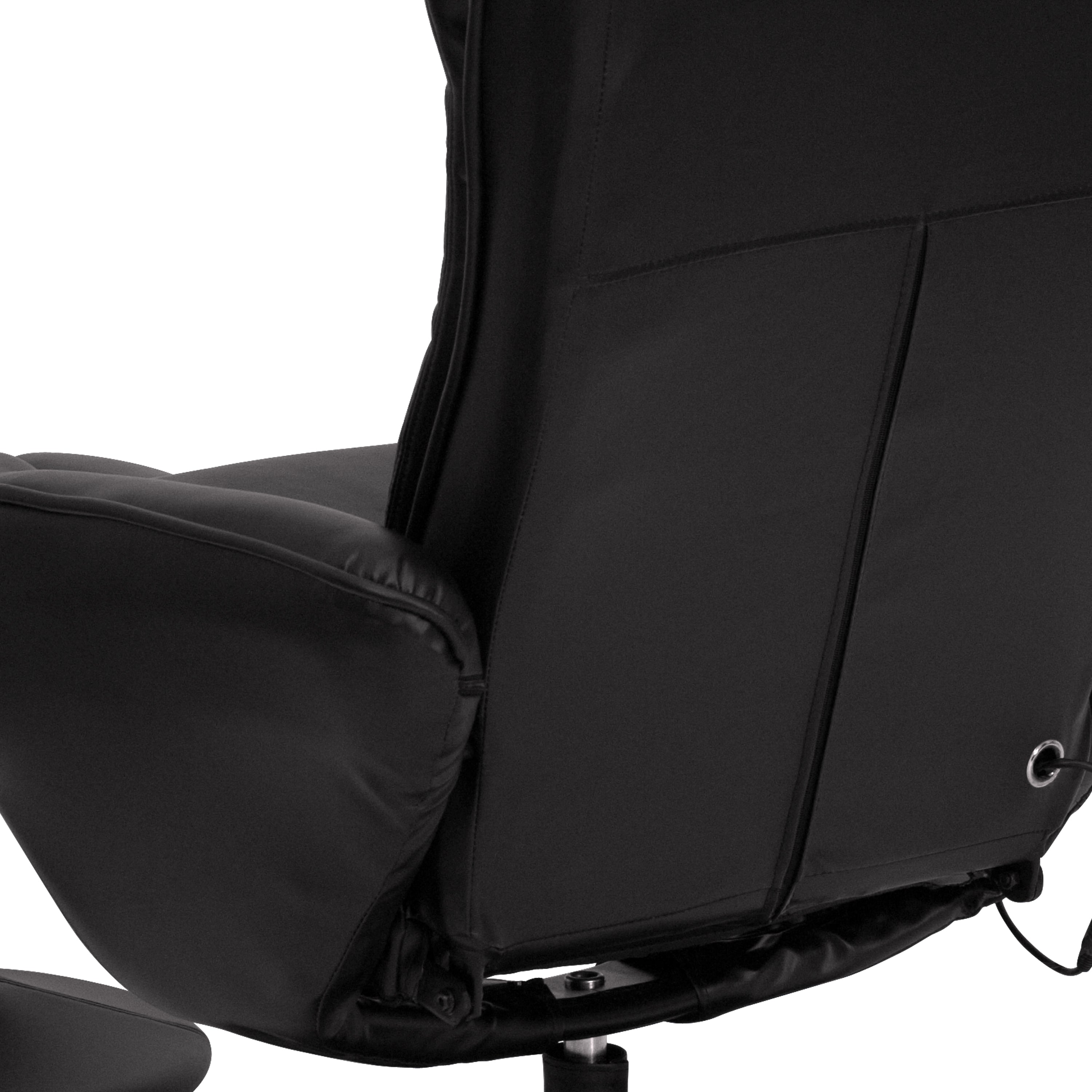 Massaging Multi-Position Plush Recliner with Side Pocket and Ottoman