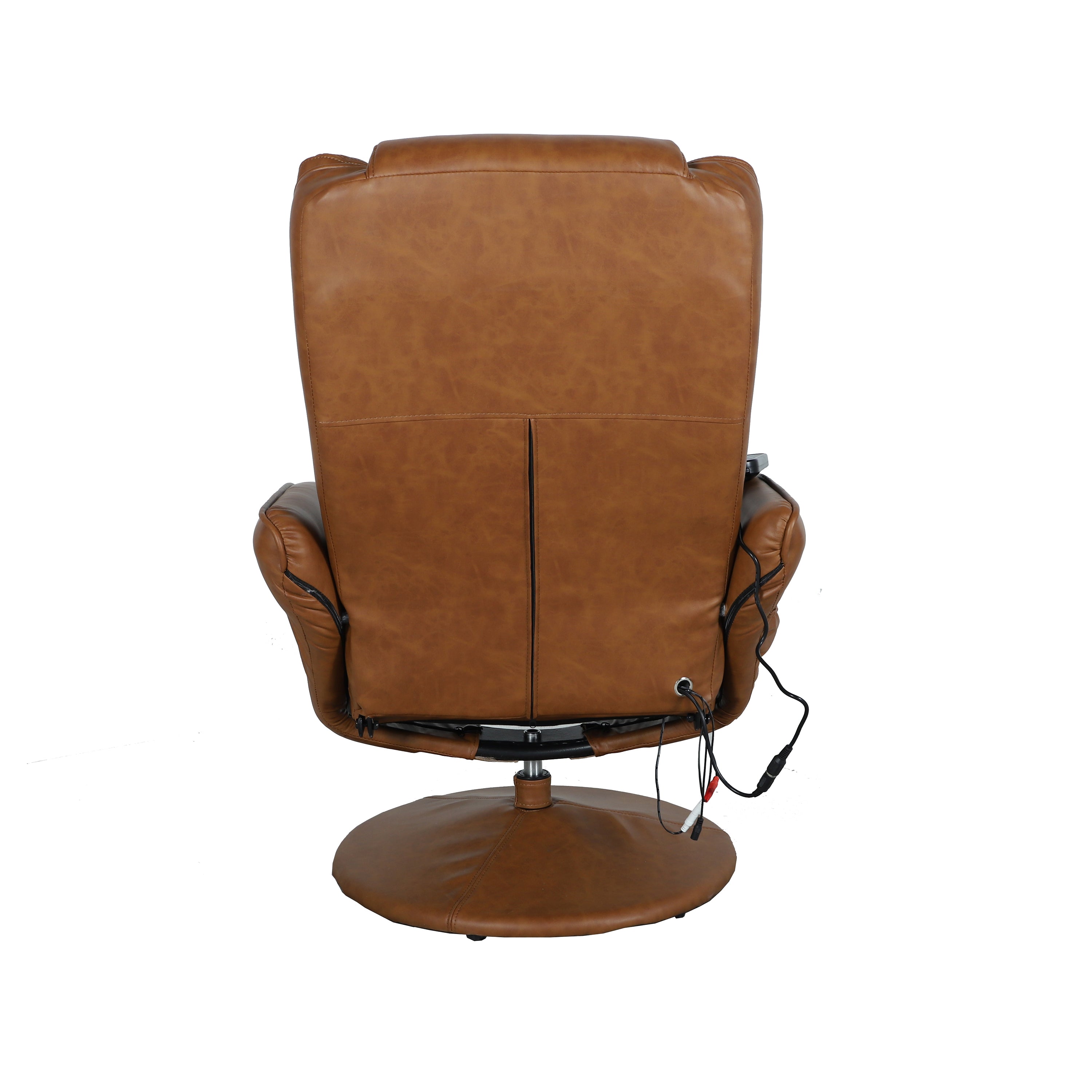 Massaging Multi-Position Plush Recliner with Side Pocket and Ottoman