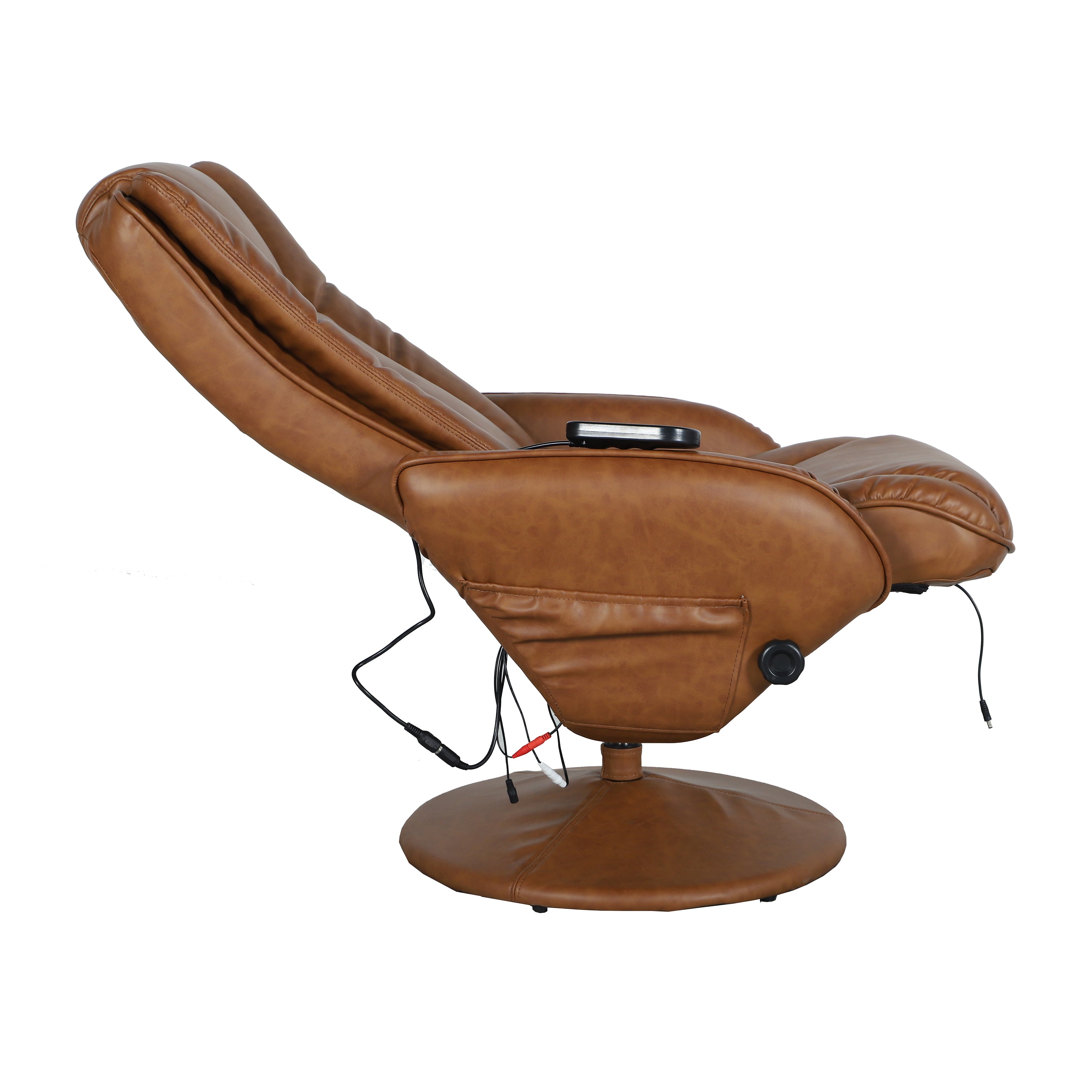 Massaging Multi-Position Plush Recliner with Side Pocket and Ottoman