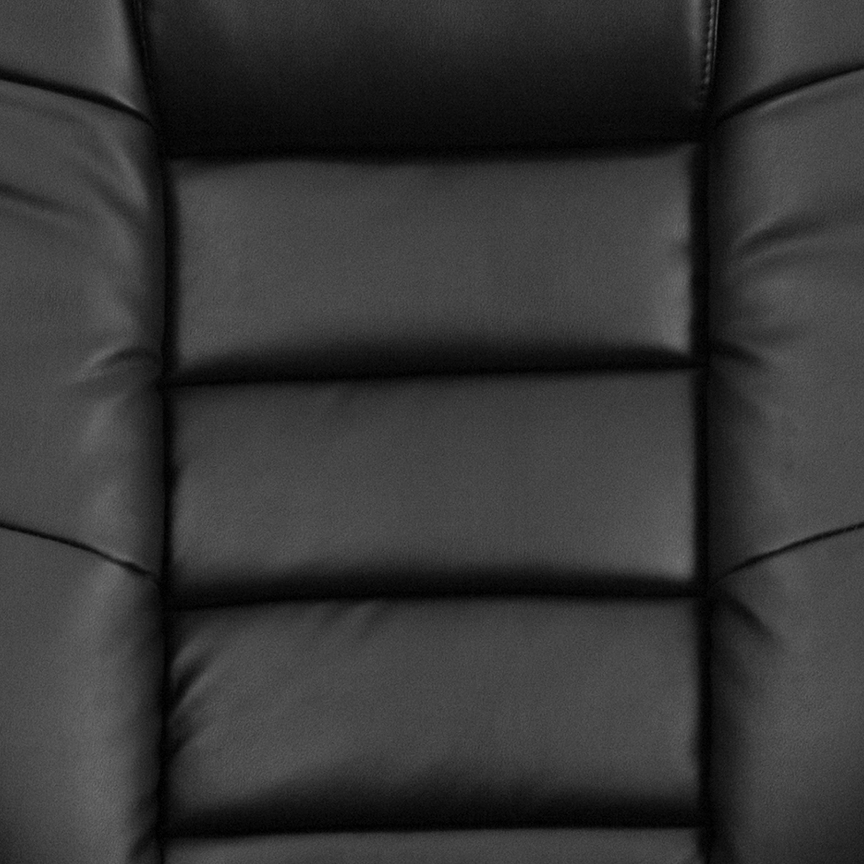 Contemporary LeatherSoft Recliner with Horizontal Stitching and Ottoman with Swiveling Mahogany Wood Base