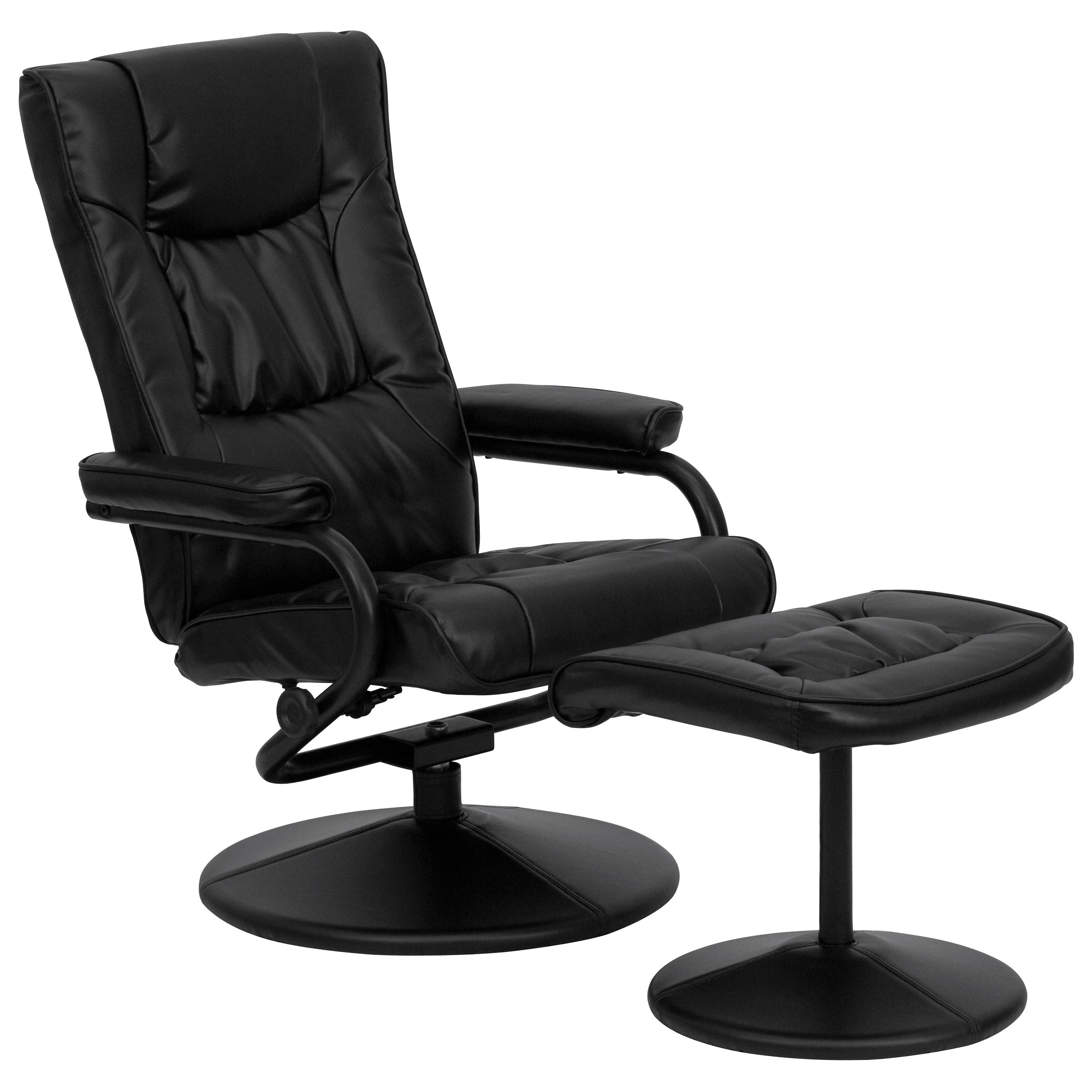 Contemporary Multi-Position Recliner and Ottoman with Wrapped Base