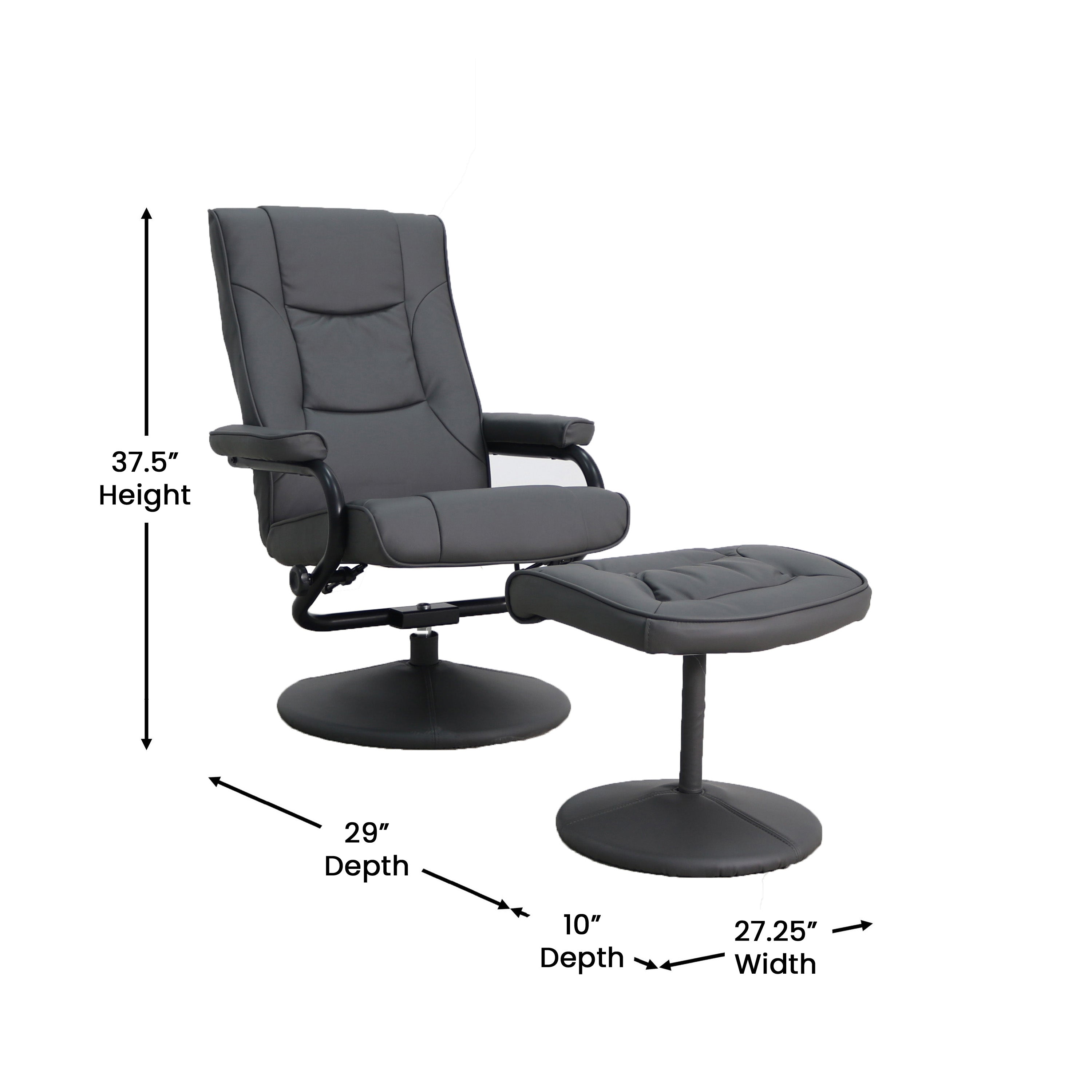 Contemporary Multi-Position Recliner and Ottoman with Wrapped Base