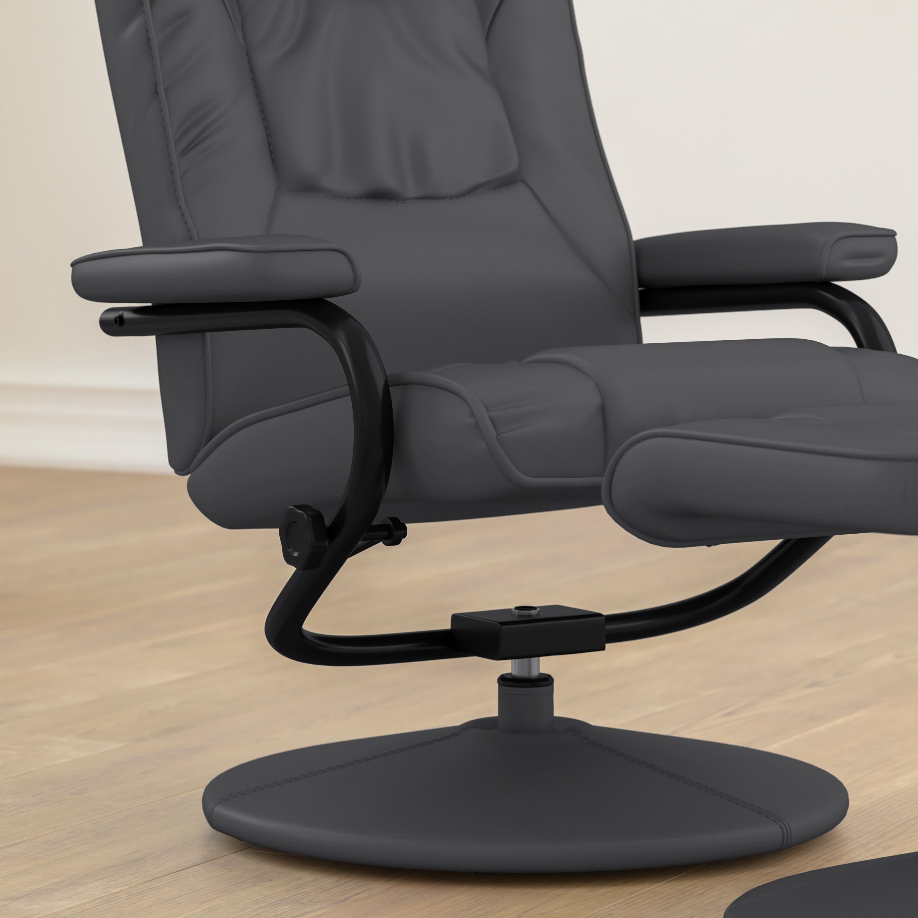 Contemporary Multi-Position Recliner and Ottoman with Wrapped Base
