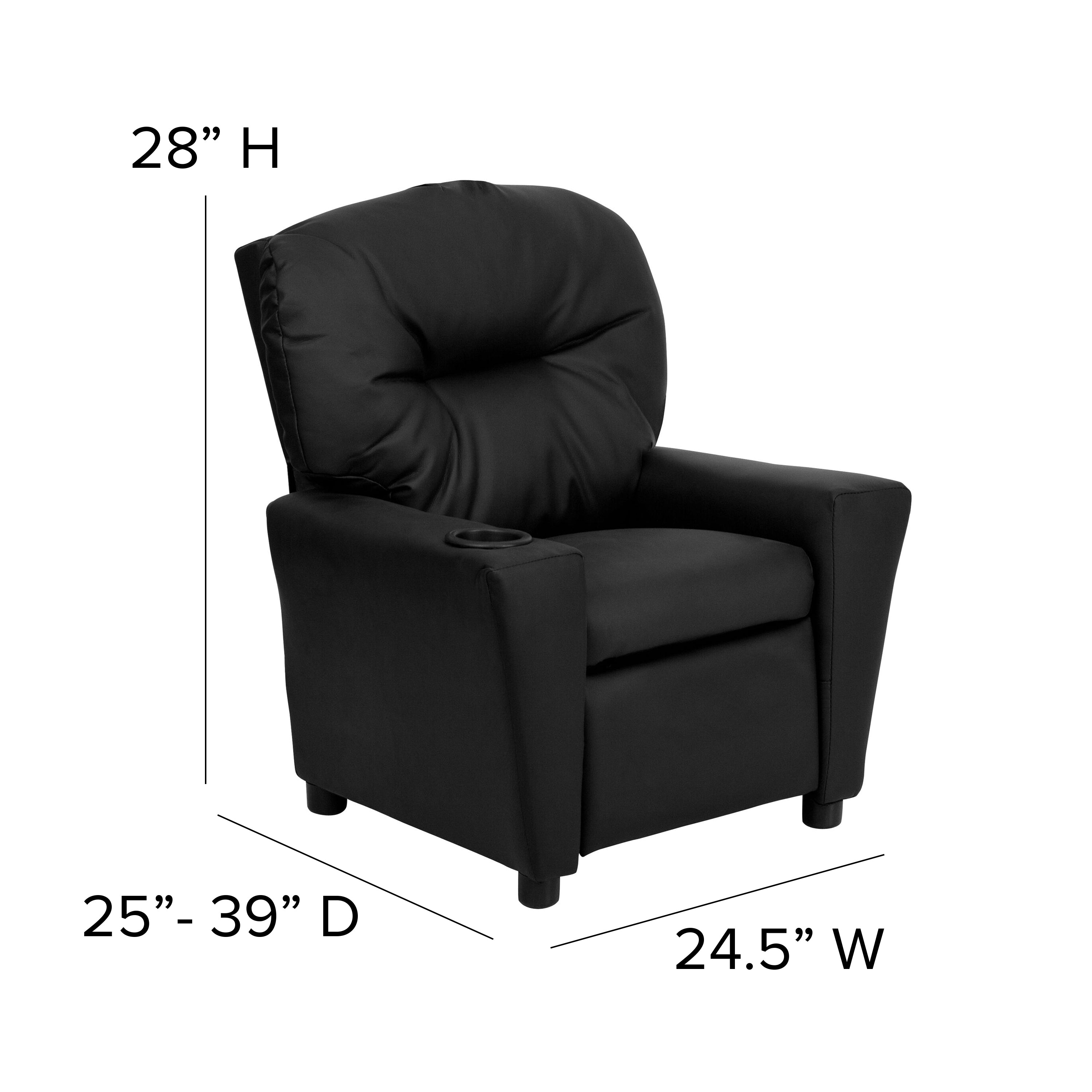Contemporary Kids Recliner with Cup Holder-Kids Recliners-Flash Furniture-Wall2Wall Furnishings