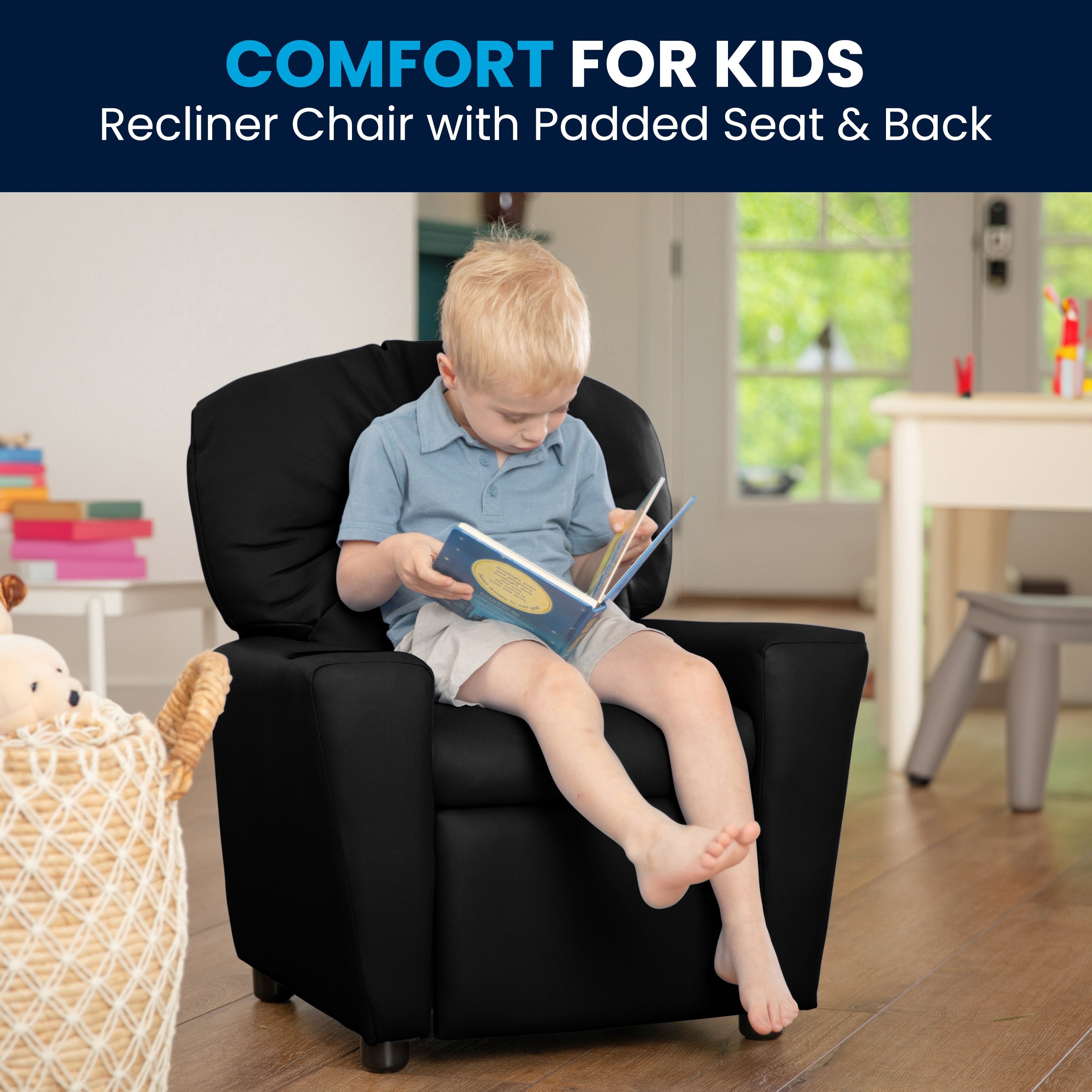 Contemporary Kids Recliner with Cup Holder